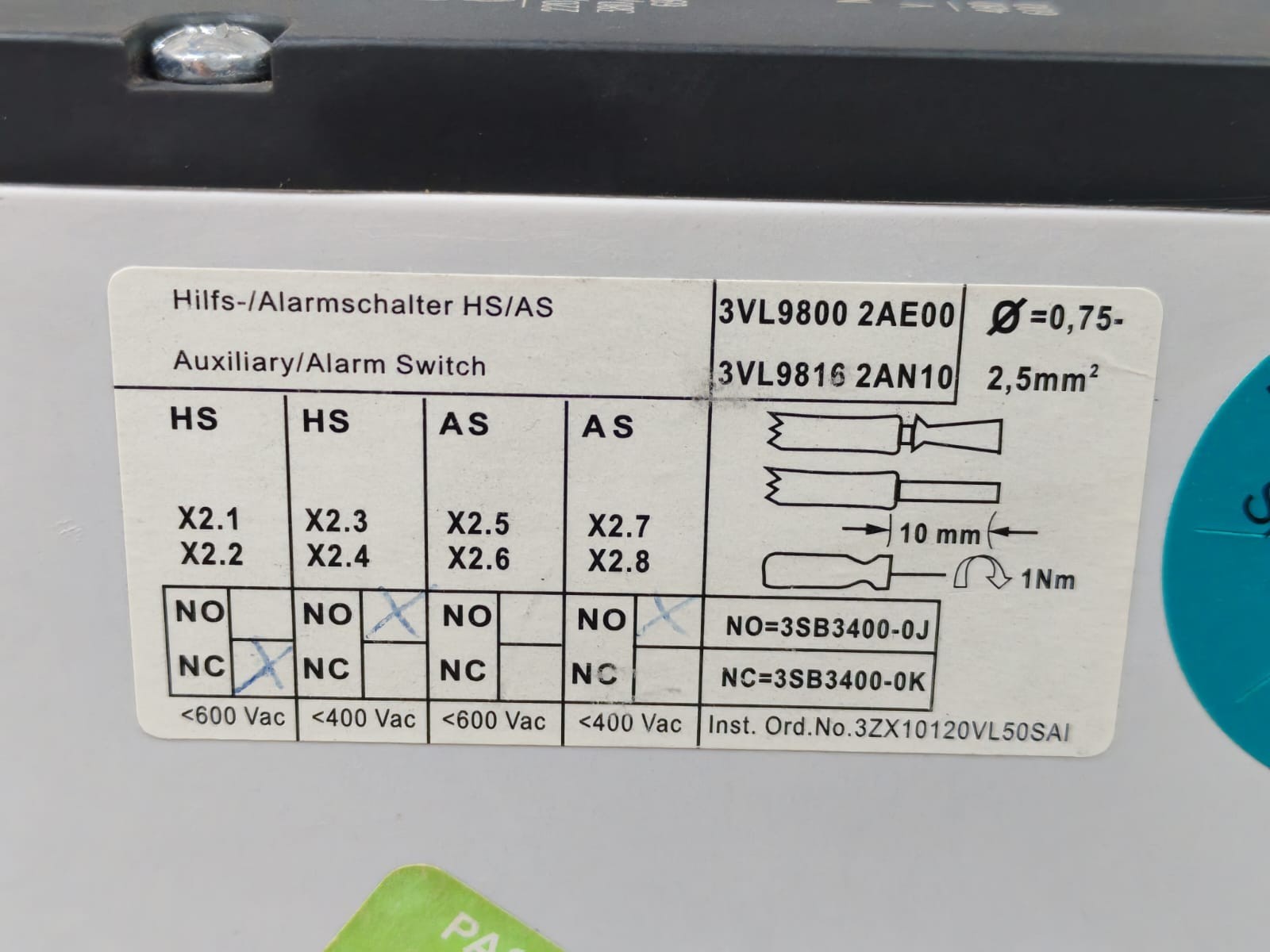 Siemens VL800 SIEMENS VL800 MOLDED CASE CIRCUIT BREAKER 7