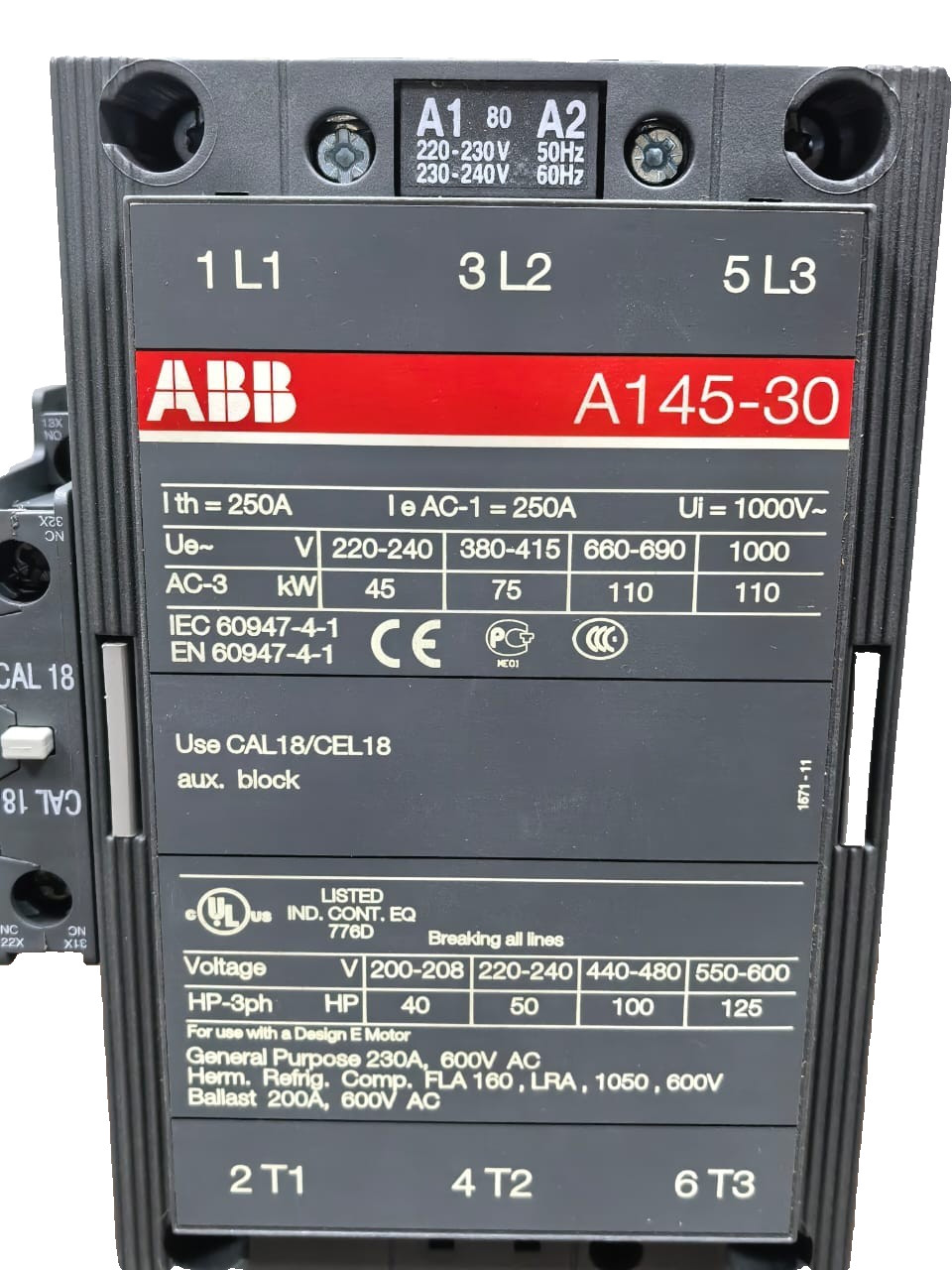 ABB A145-30 ABB A145-30 A SERIES CONTACTOR 2