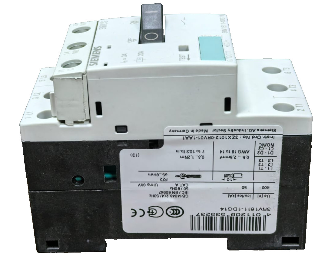 Siemens 3RV1611-1DG14 SIEMENS 3RV1611-1DG14 SIRIUS VOLTAGE TRANSFORMER CIRCUIT-BREAKERS 8