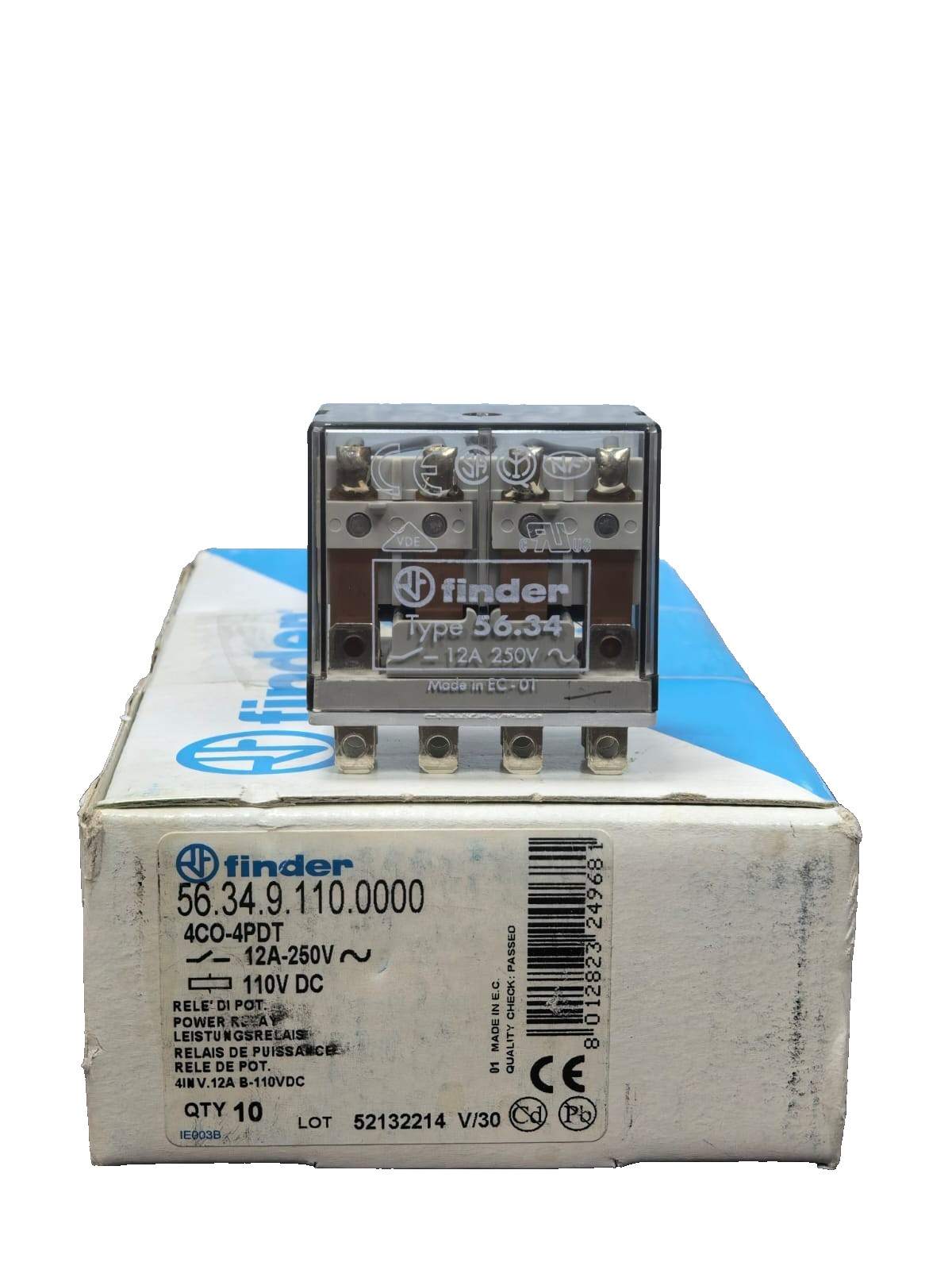 FINDER 56.34/56.34.9.110.0000 4CO-4PDT 12A-250V POWER RELAY(1BOX=10PCS)