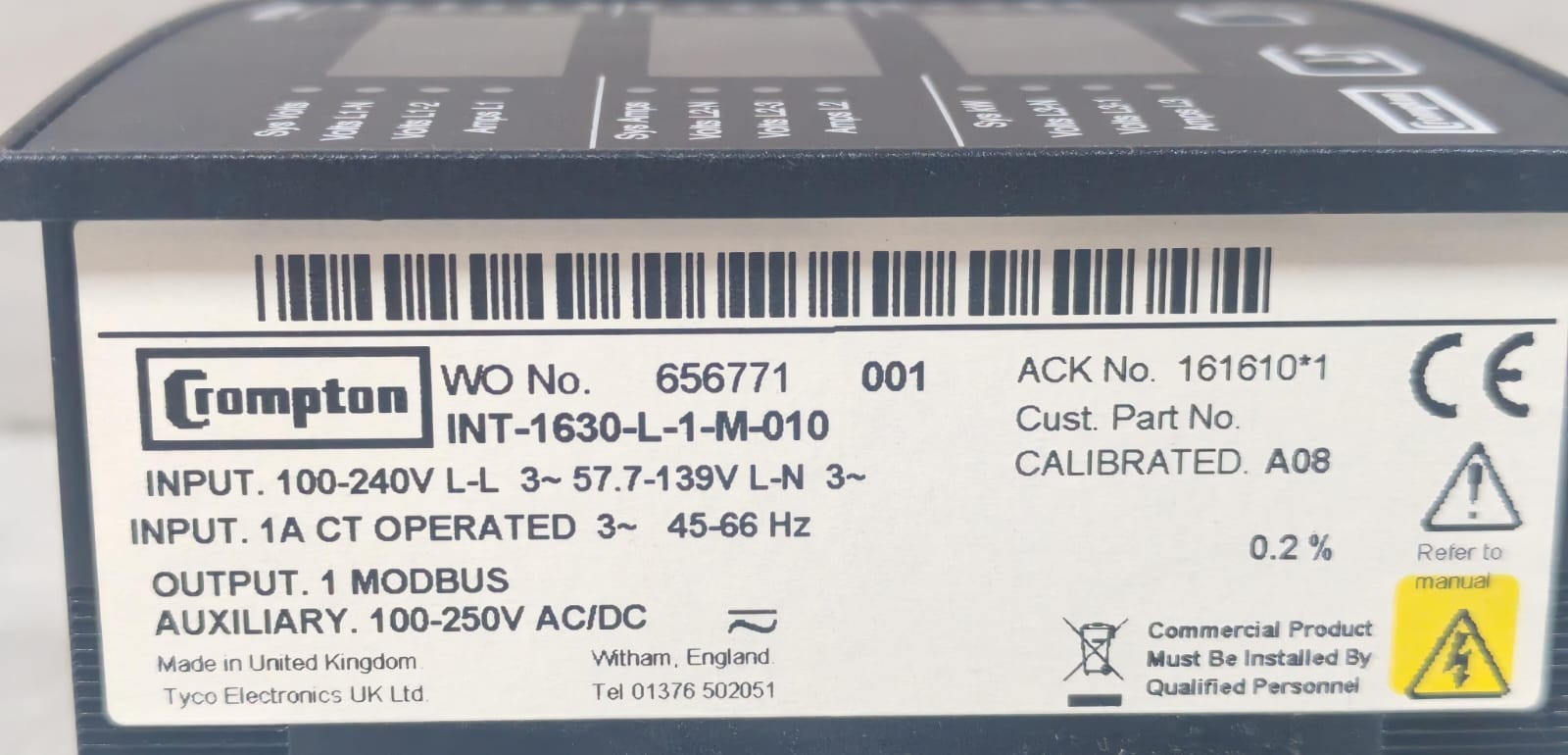 CROMPTON INT-1630-L-1-3-M-010 CROMPTON INTEGRA 160 / INT-1630-L-1-3-M-010 DIGITAL METERING SYSTEM 100-240V 10