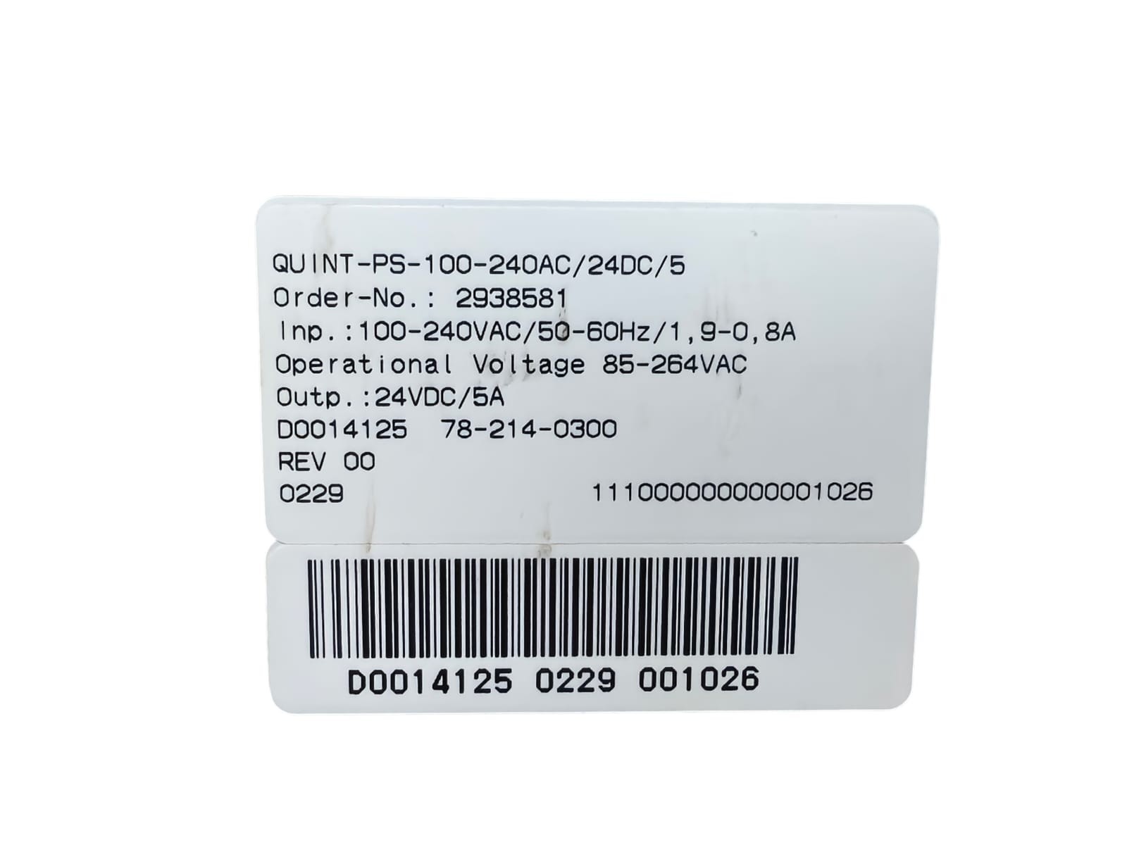 Phoenix Contact 2938581 PHOENIX CONTACT QUINT-PS-100-24OAC/24DC/5 POWER SUPPLY 2938581 2