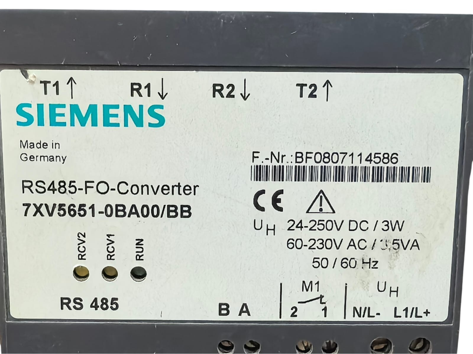 Siemens 7XV5651-0BA00/BB SIEMENS 7XV5651-0BA00/BB RS485-FO-CONVERTER 24-250V DC/3W 60-230V AC/3,5A 2