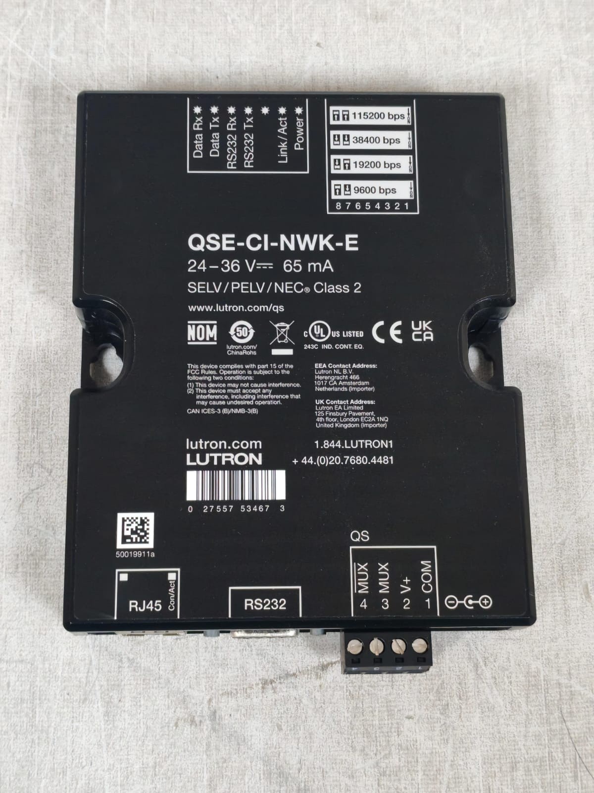 LUTRON QSE-CI-NWK-E LUTRON QSE-CI-NWK-E NETWORK INTERFACE MODULE 24-36V 65MA 2