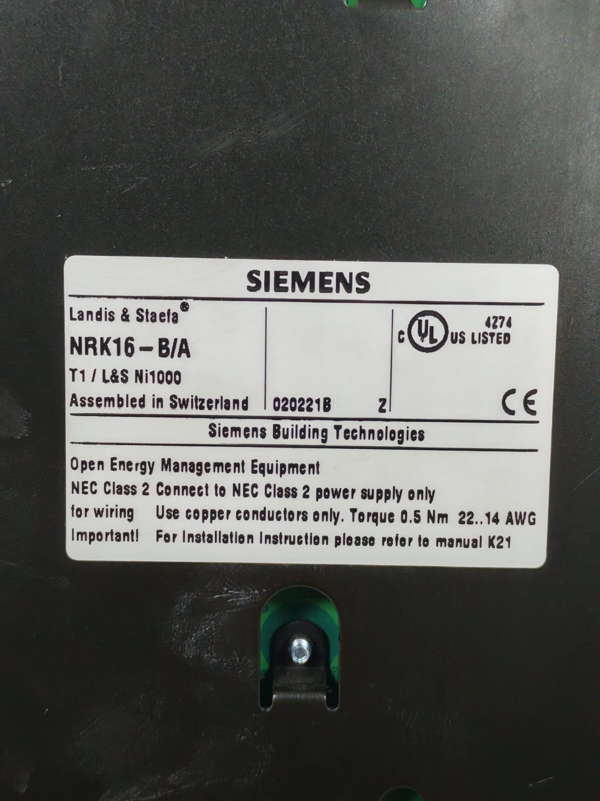 Siemens NRK16-B/A SIEMENS LANDIS & STAEFA NRK16-B/A SYSTEM CONTROLLER 8