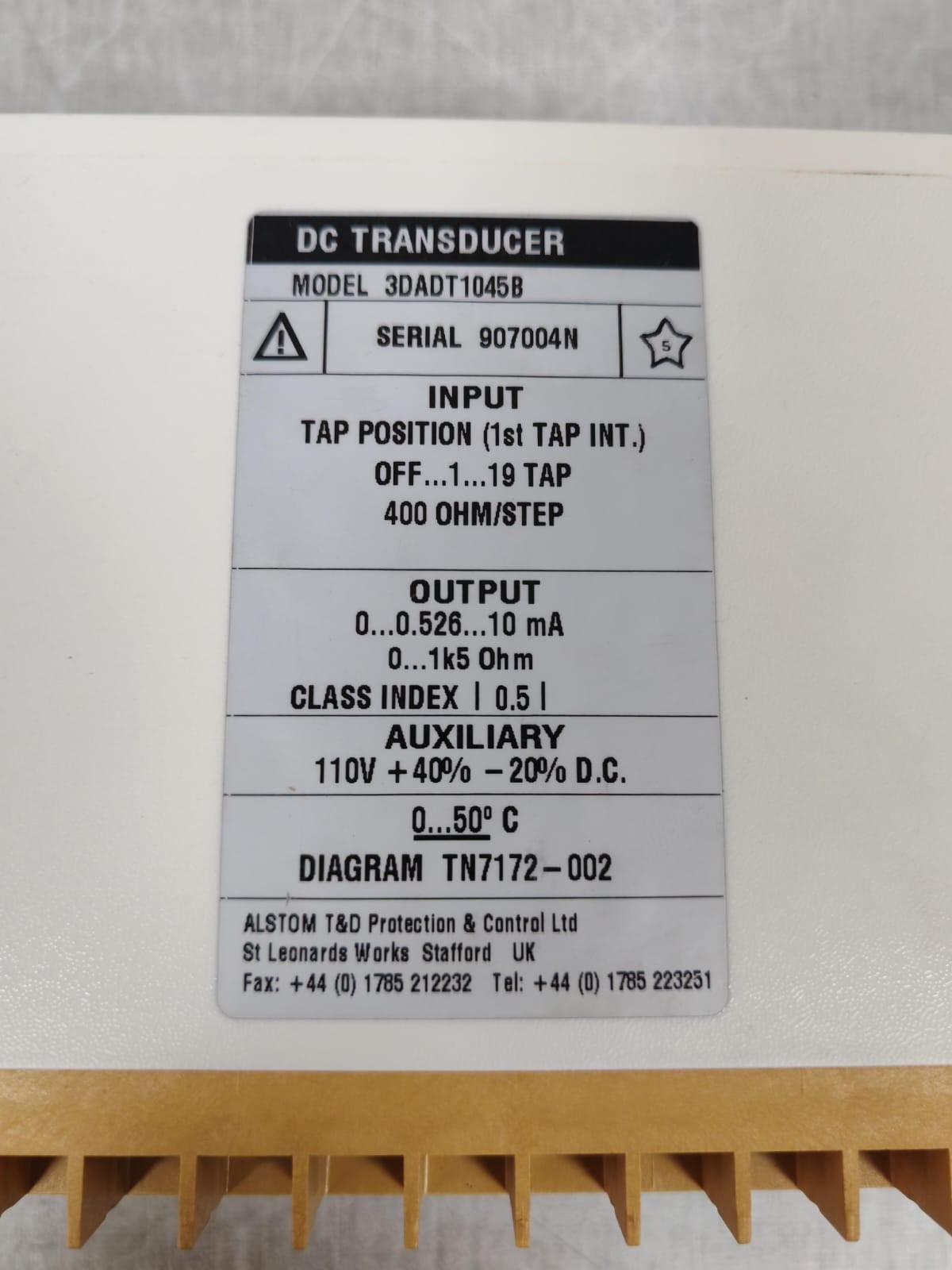 ALSTOM ISTAT 300 3DADT1045B ALSTOM ISTAT 300 3DADT1045B DC TRANSDUCER 400 OHM/STEP 6