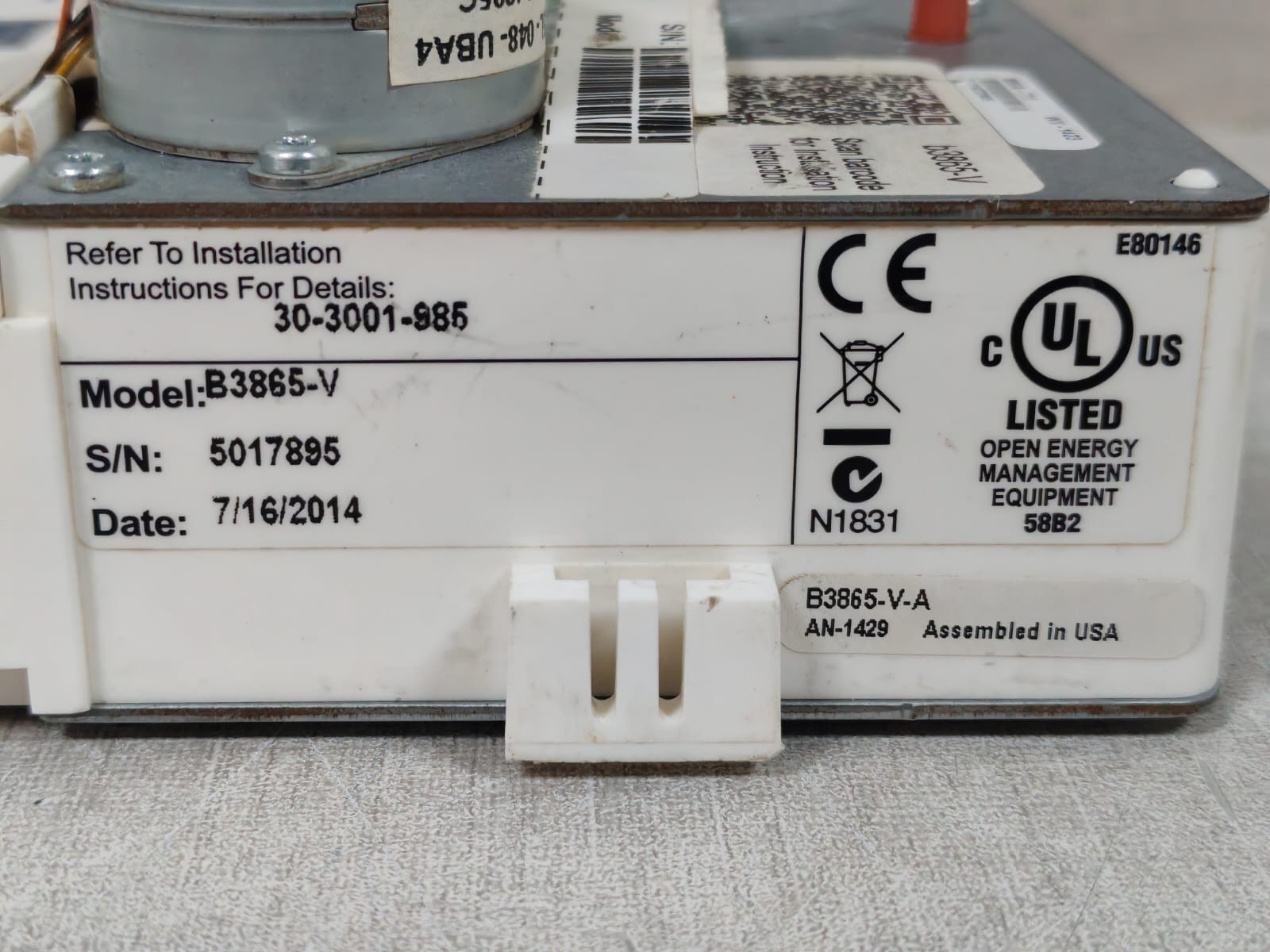 Schneider Electric B3865-V SCHNEIDER ELECTRIC B3865-V ANDOVER CONTINUUM 865V 7