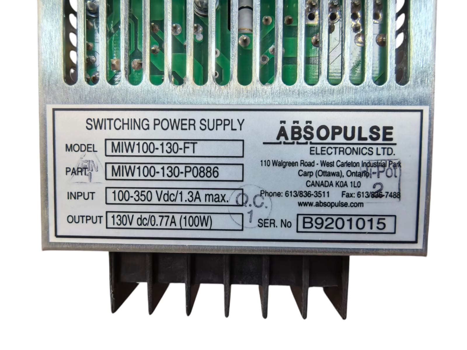 ABSOPULSE MIW100-130-P0886 ABSOPULSE MIW100-130-FT SWITCHING POWER SUPPLY MIW100-130-P0886 2