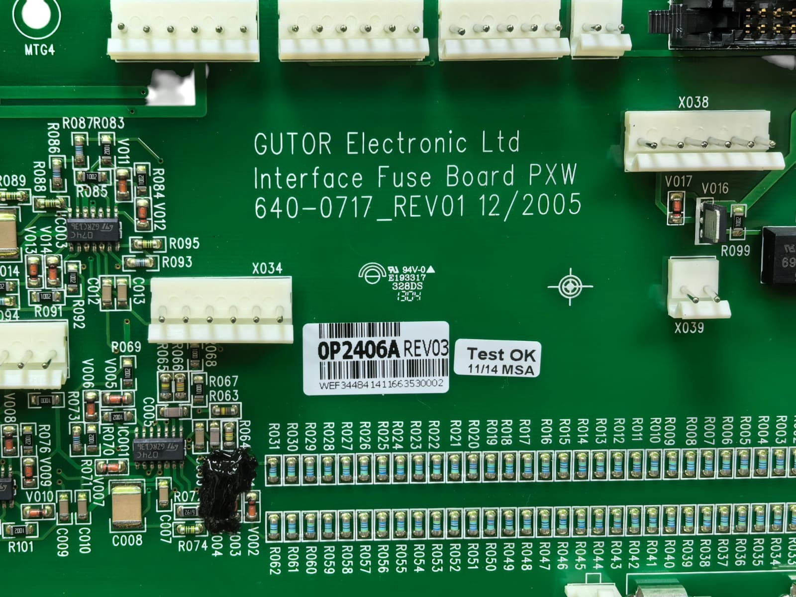 GUTOR ELECTRONIC 0P2406A GUTOR ELECTRONIC 0P2406A REV 03 INTERFACE FUSE BOARD PXW 640-0717 REV 01 2