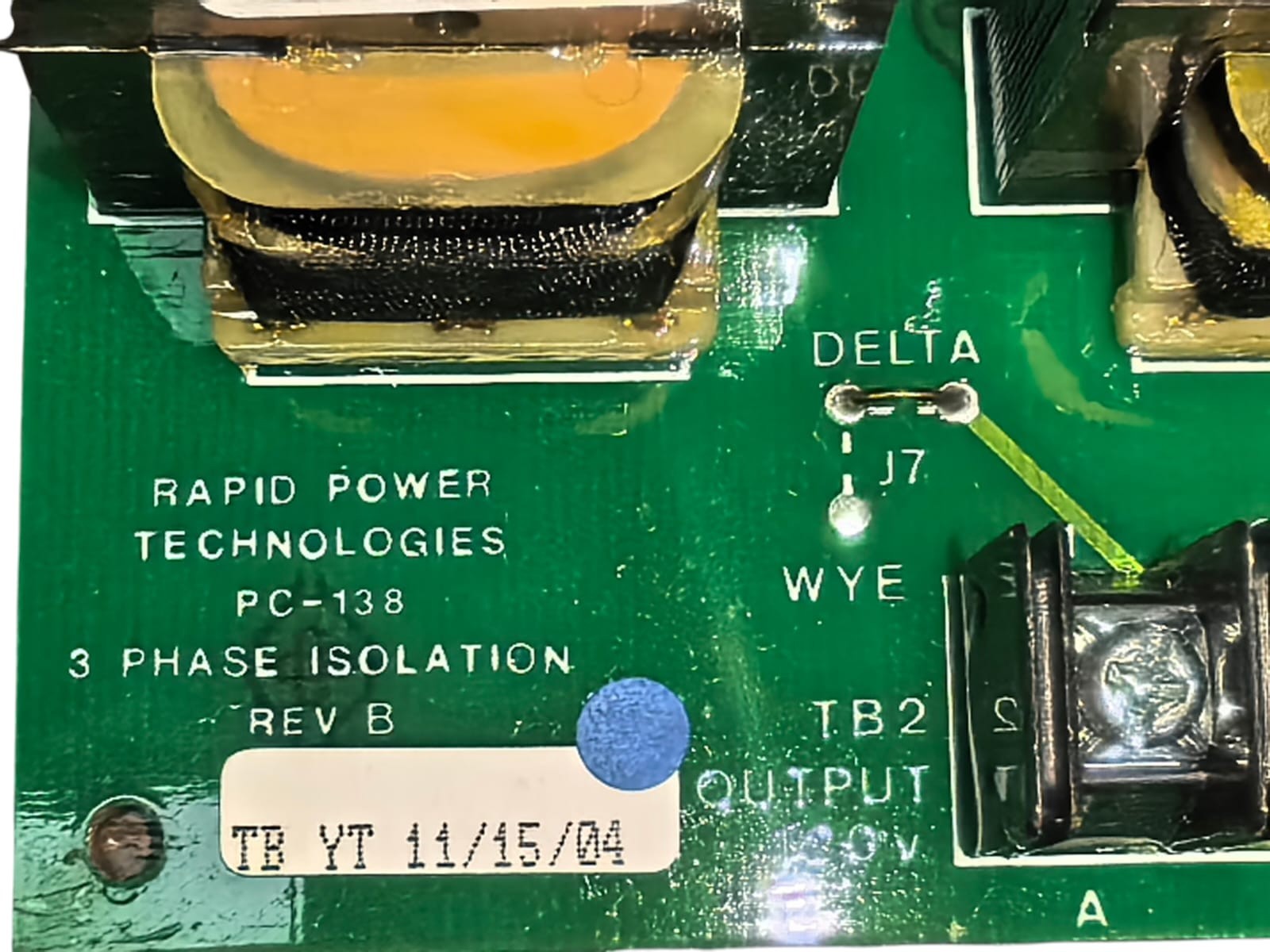 RAPID POWER TECHNOLOGIES A8-447-480 RAPID POWER TECHNOLOGIES A8-447-480 PC-138 3 PHASE ISOLATION REV B 3