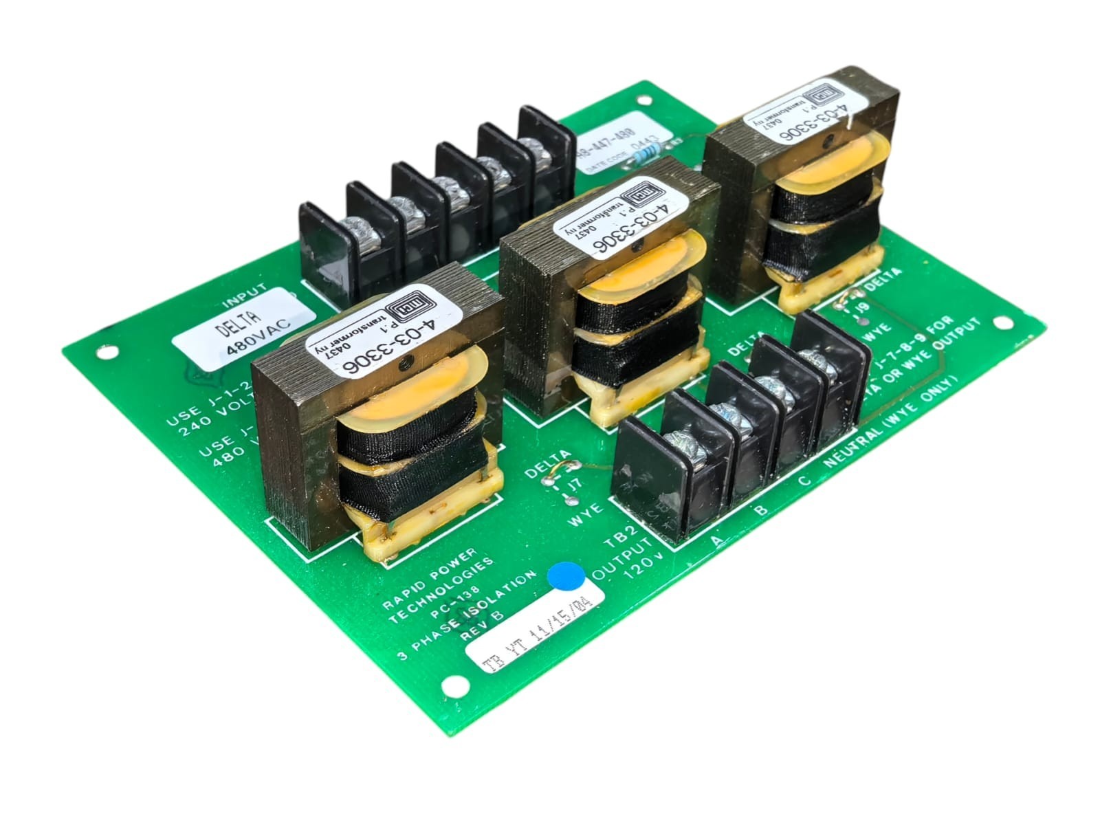 RAPID POWER TECHNOLOGIES A8-447-480 RAPID POWER TECHNOLOGIES A8-447-480 PC-138 3 PHASE ISOLATION REV B 10
