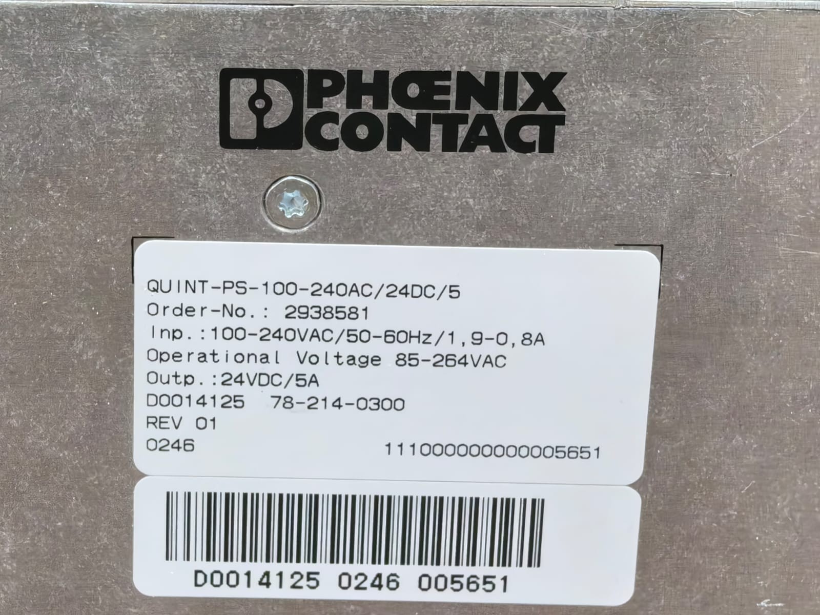 Phoenix Contact QUINT-PS-100-240AC/24DC/5 PHOENIX CONTACT QUINT-PS-100-240AC/24DC/5 POWER SUPPLY 2938581 3