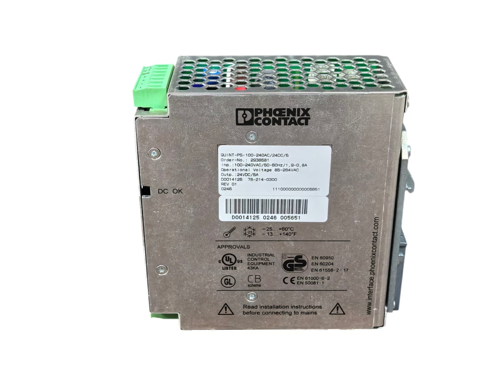 Phoenix Contact QUINT-PS-100-240AC/24DC/5 PHOENIX CONTACT QUINT-PS-100-240AC/24DC/5 POWER SUPPLY 2938581 4