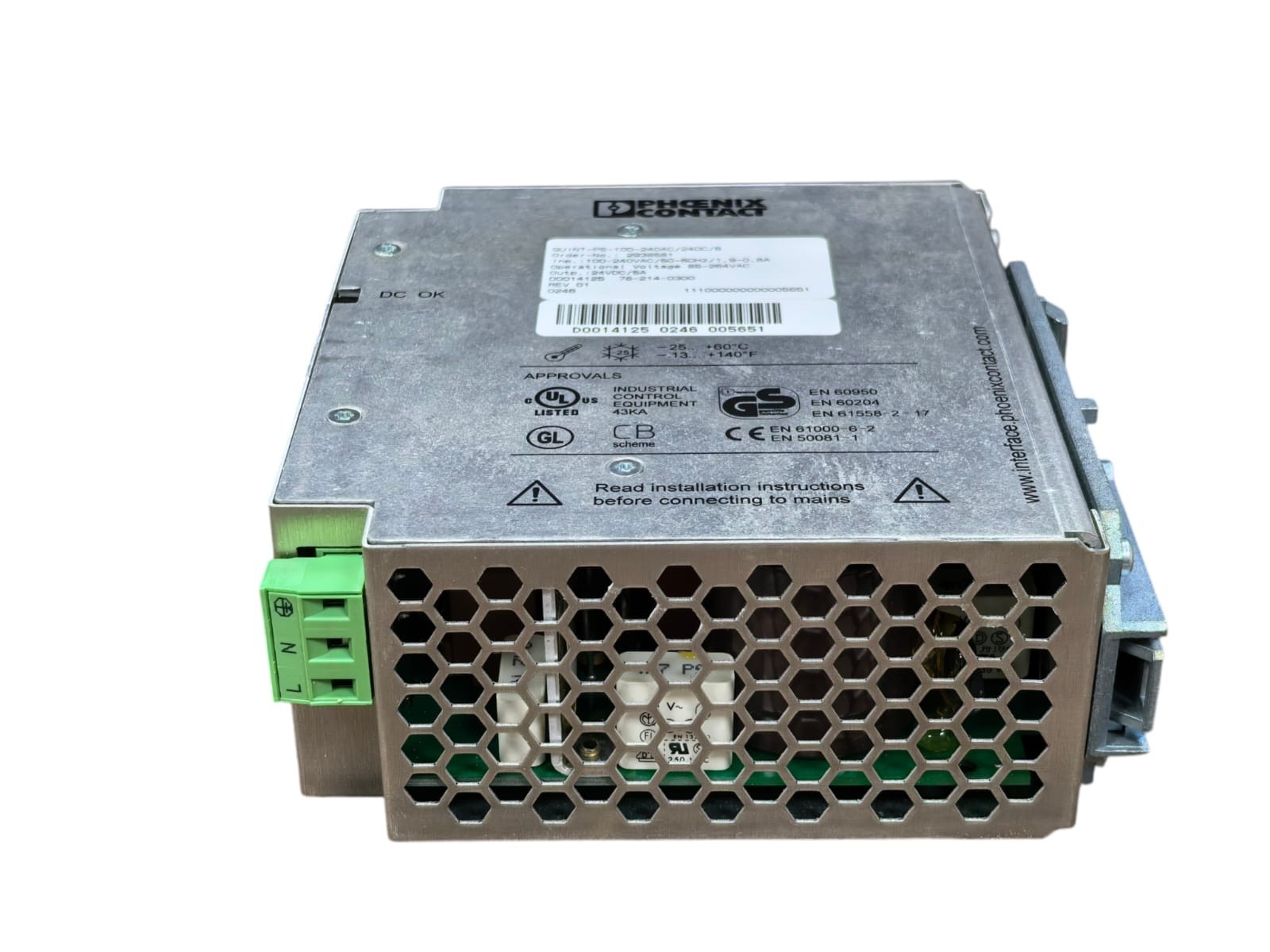 Phoenix Contact QUINT-PS-100-240AC/24DC/5 PHOENIX CONTACT QUINT-PS-100-240AC/24DC/5 POWER SUPPLY 2938581 6