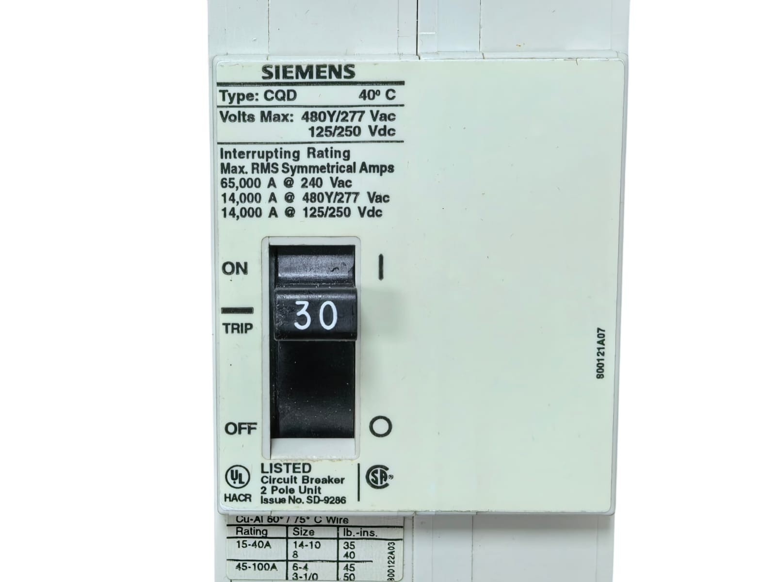 Siemens CQD/CQD230 SIEMENS CQD/CQD230 CIRCUIT BREAKER 3