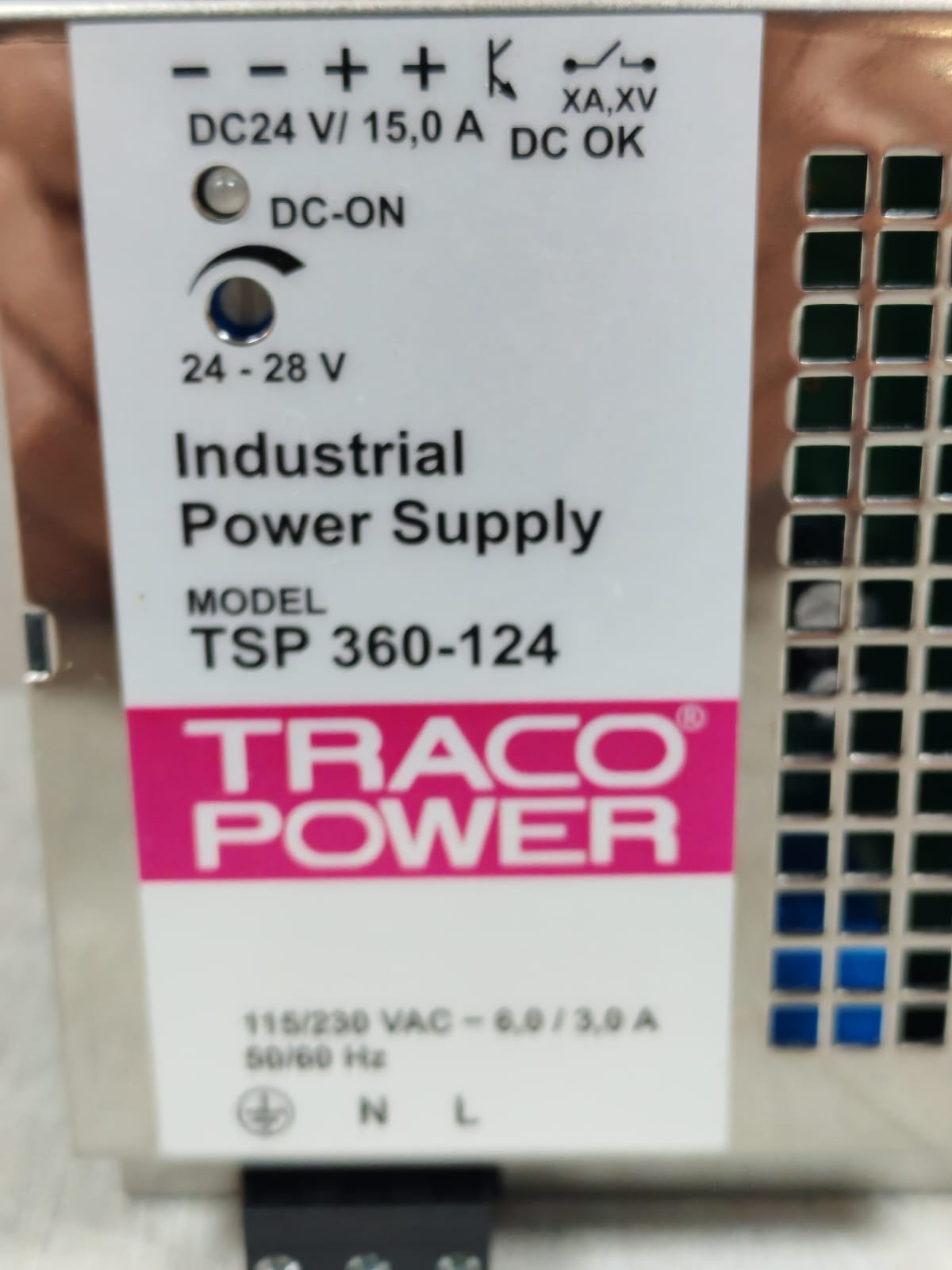 TRACOPOWER TSP 360-124 TRACO POWER TSP 360-124 INDUSTRIAL POWER SUPPLY 115-230VAC 4