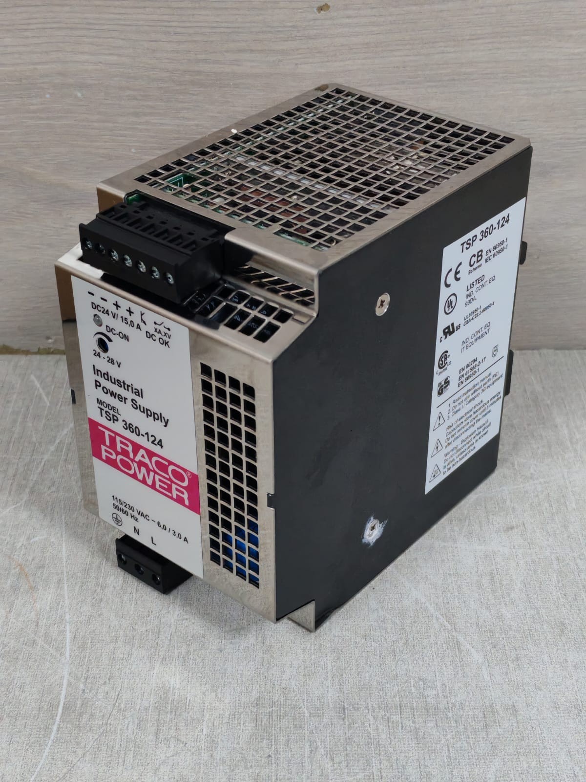 TRACOPOWER TSP 360-124 TRACO POWER TSP 360-124 INDUSTRIAL POWER SUPPLY 115-230VAC 5