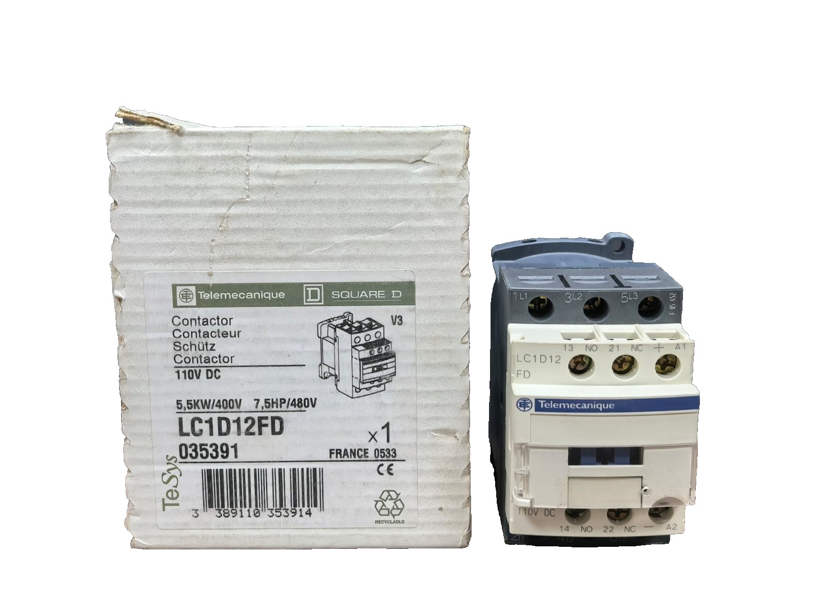 TELEMECANIQUE LC1D12/LC1D12FD CONTACTOR 110VDC