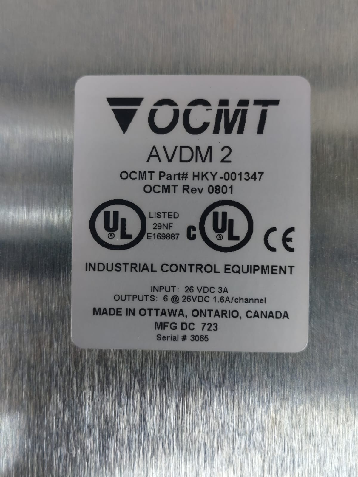 OCMT HKY-001347 OCMT AVDM 2 HKY-001347 REV 0801 CONTROL MODULE 5