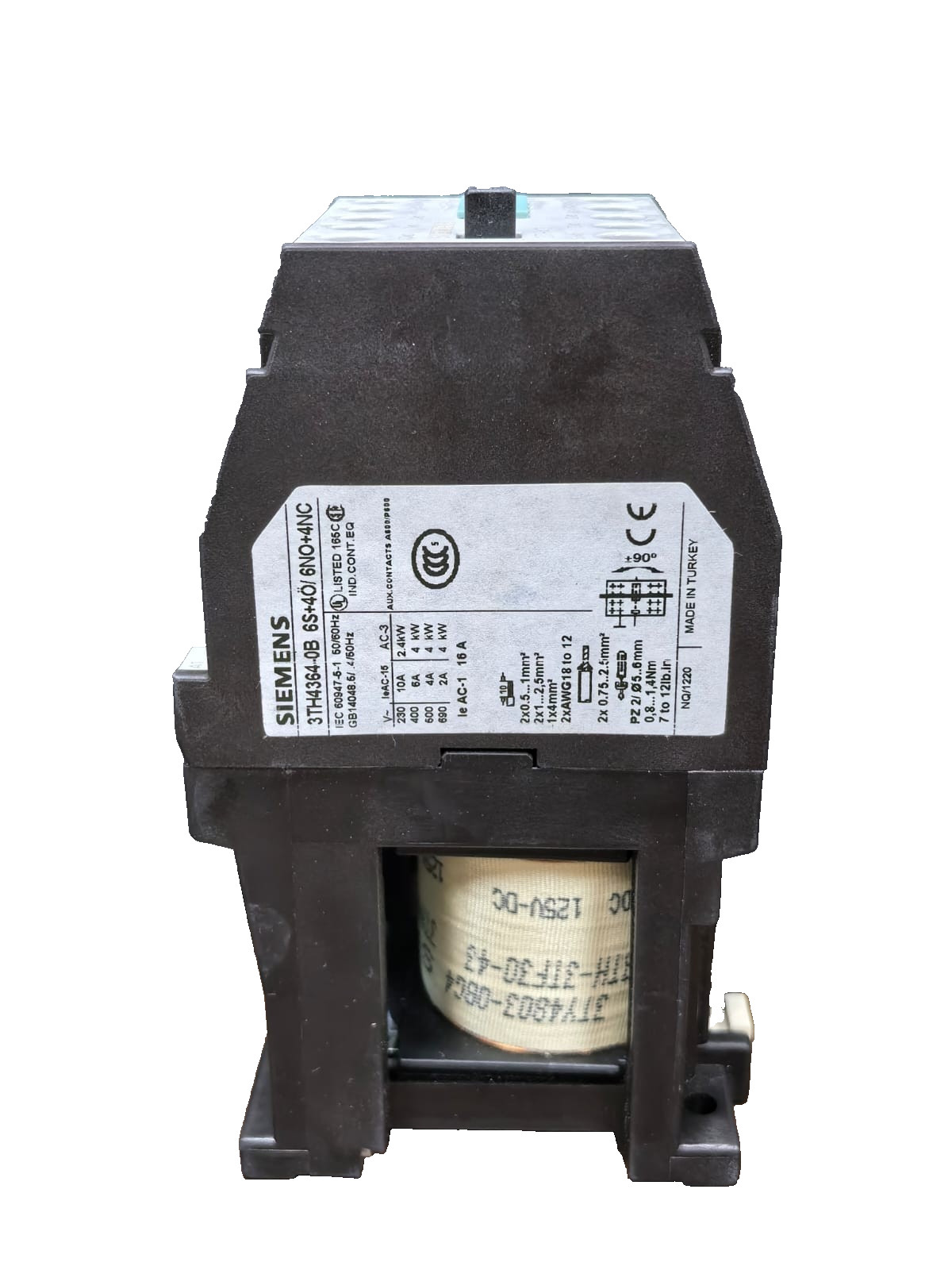 Siemens 3TH4364-0B SIEMENS 3TH4364-0B AUXILIARY CONTACTOR RELAY 6S+4O/6NO+4NC 5