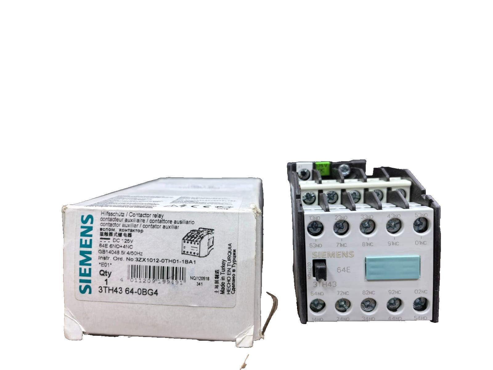 SIEMENS 3TH4364-0B AUXILIARY CONTACTOR RELAY 6S+4O/6NO+4NC