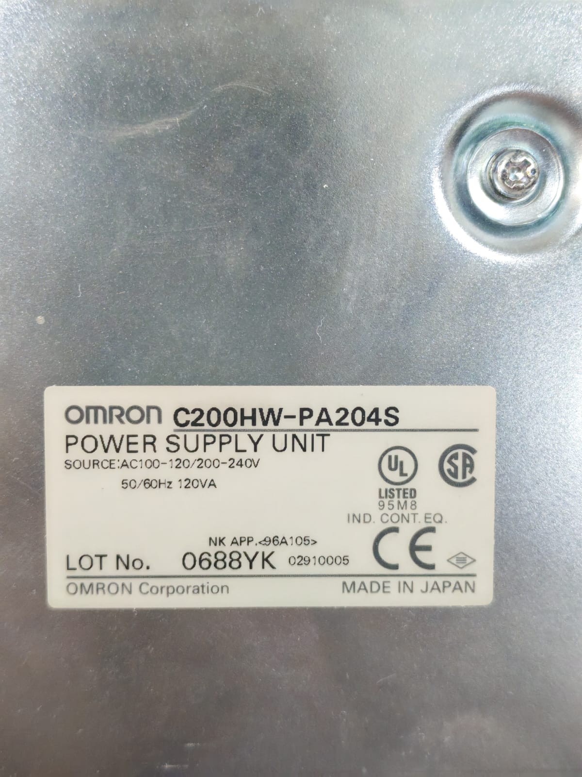 Omron C200-HW-PA204S OMRON C200-HW-PA204S POWER SUPPLY UNIT 120VA 4