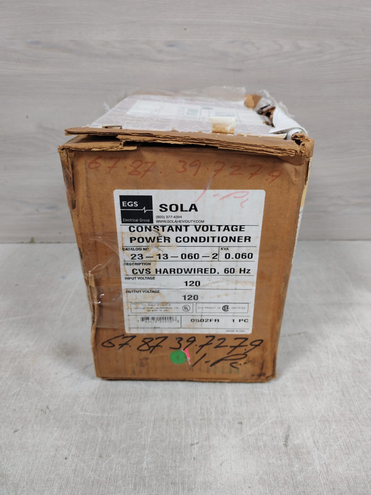 SOLA 23-13-060-2 SOLA CVS 23-13-060-2 CONSTANT VOLTAGE SINE WAVE OUTPUT 120V 10