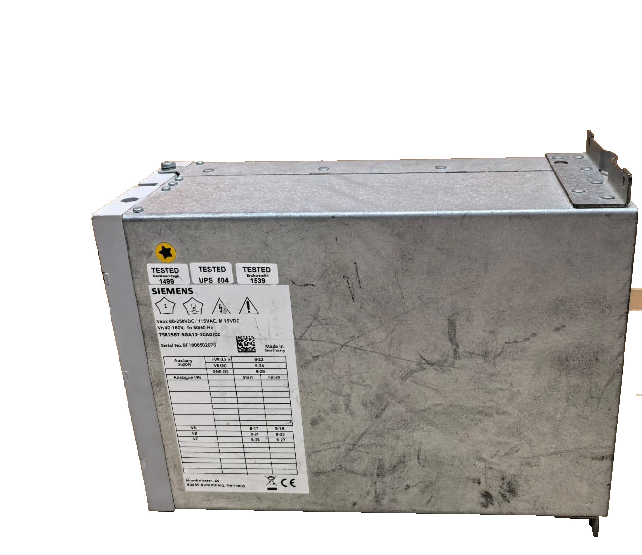 Siemens 7SR1587-5GA12-2CA0/CC SIEMENS 7SR1587-5GA12-2CA0/CC ARGUS VOLTAGE FREQUENCY RELAY 4