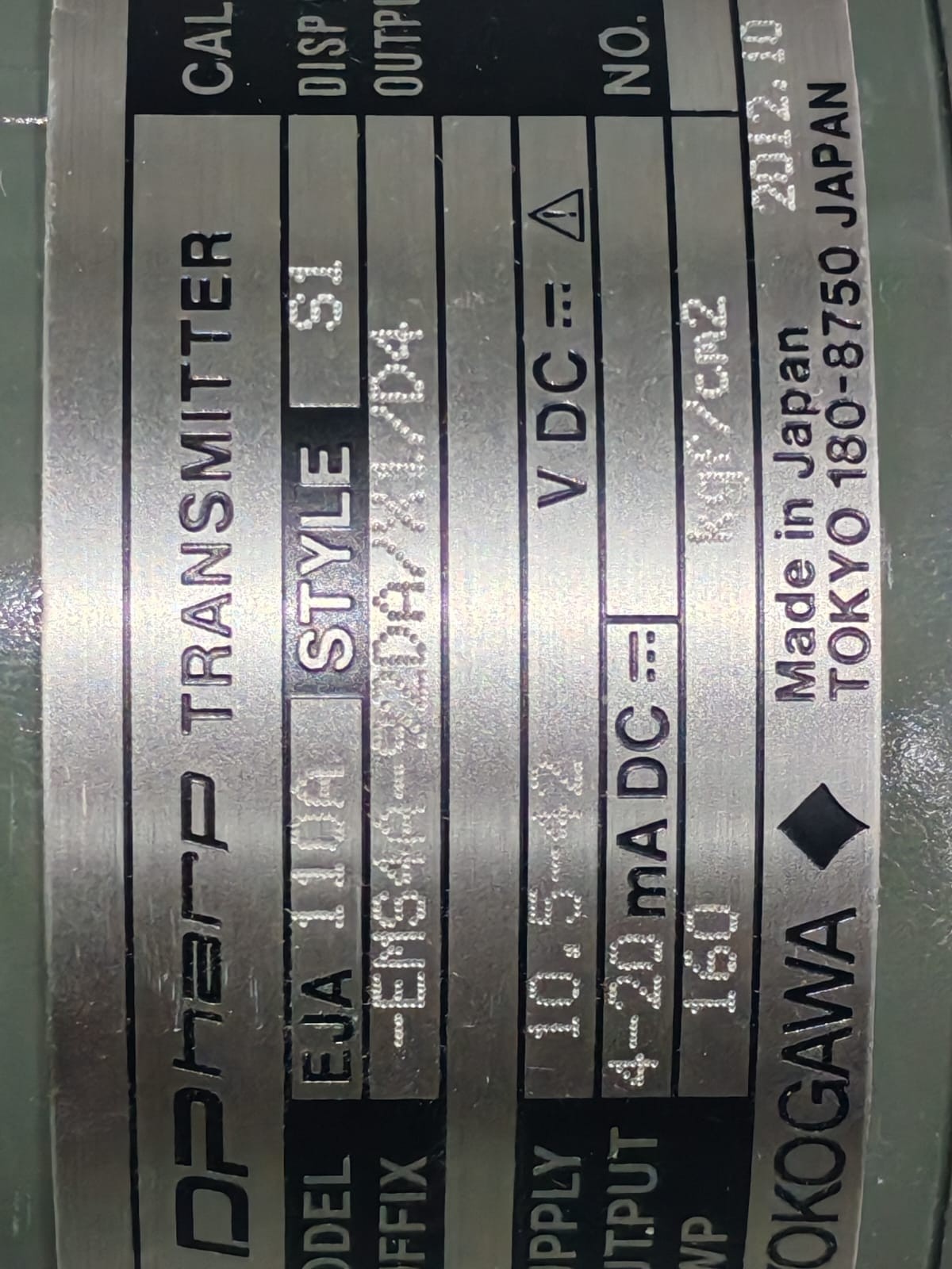 YOKOGAWA EJA 110A S1 YOKOGAWA EJA 110A S1 / EMS4A-92DA/X1/D4 DPharp TRANSMITTER 9