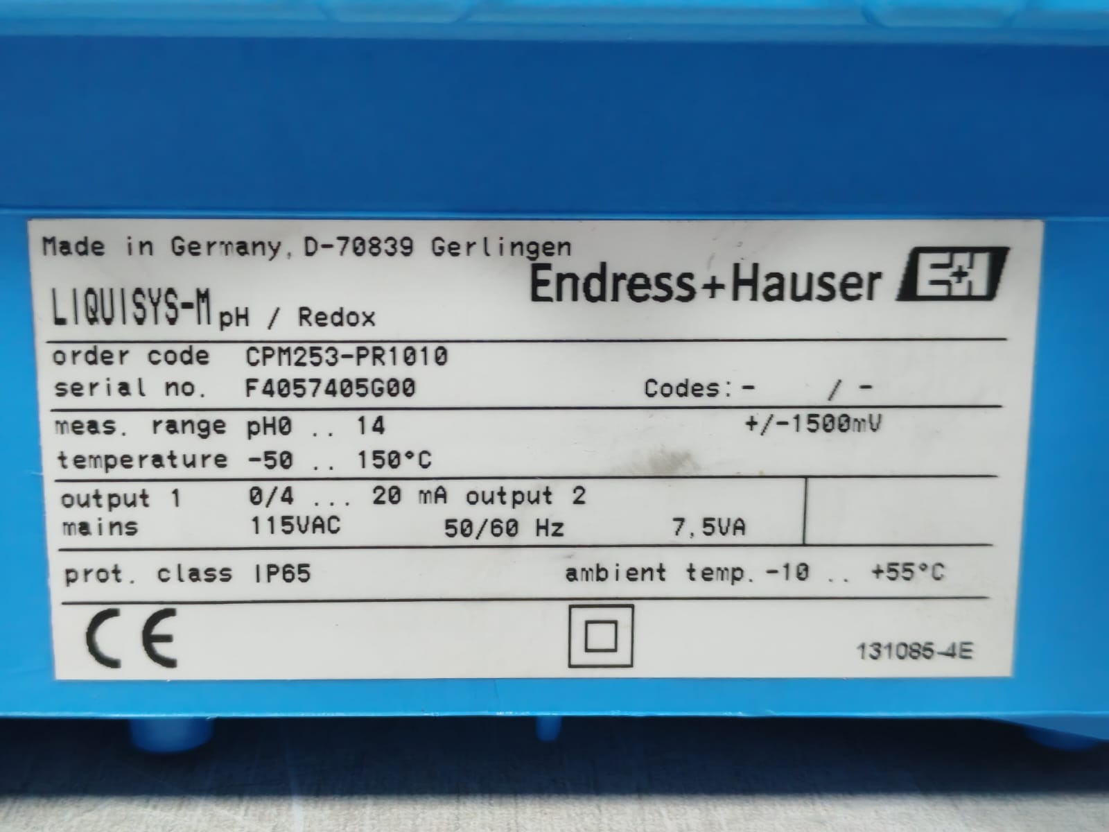 ENDRESS + HAUSER CPM253-PR1010 ENDRESS + HAUSER CPM253-PR1010 LIQUISYS-M / REDOX TRANSMITTER 6