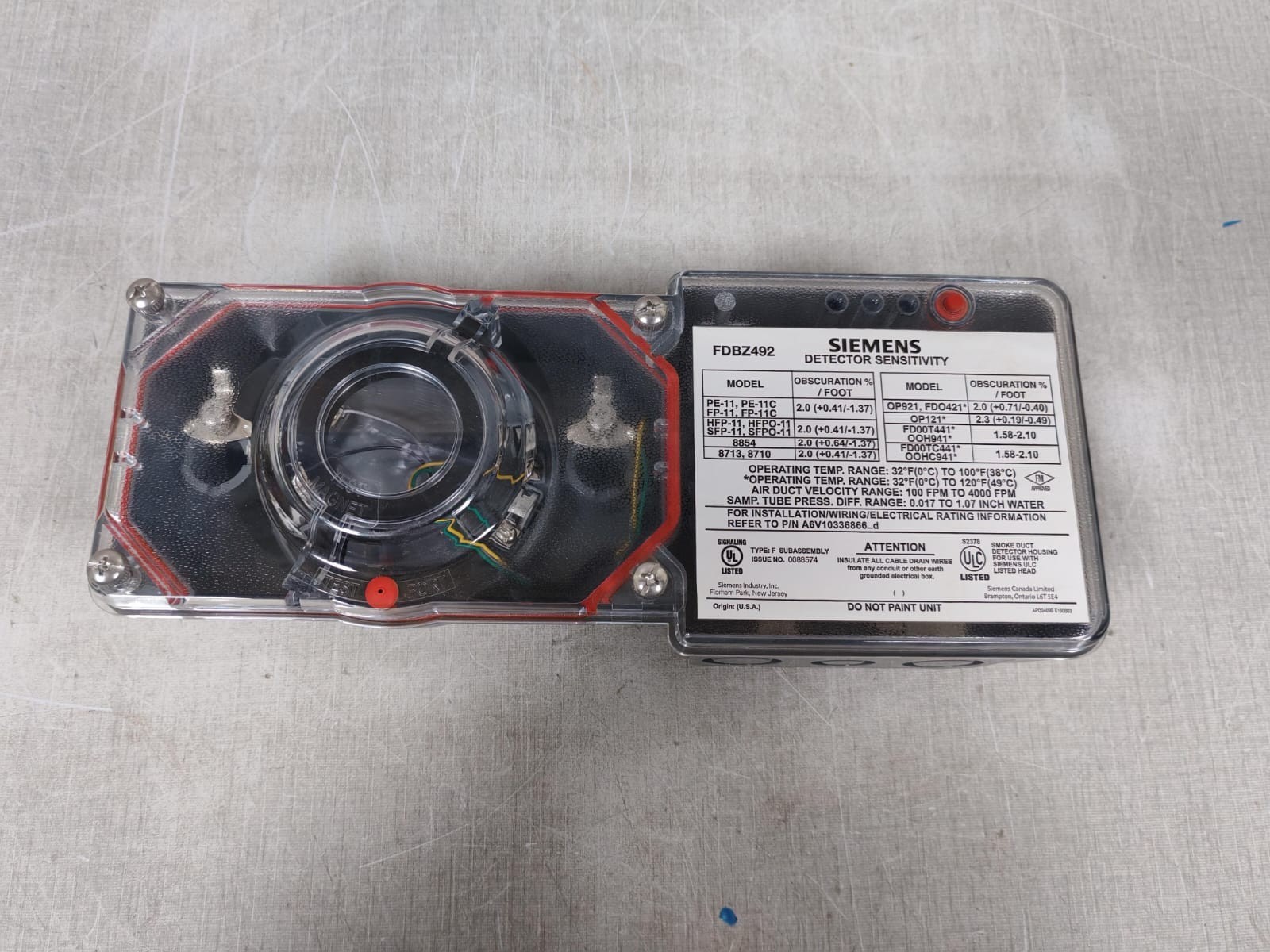 Siemens S54319-B22-A1 / FDBZ492 SIEMENS S54319-B22-A1 / FDBZ492 DUCT SMOKE DETECTOR 7