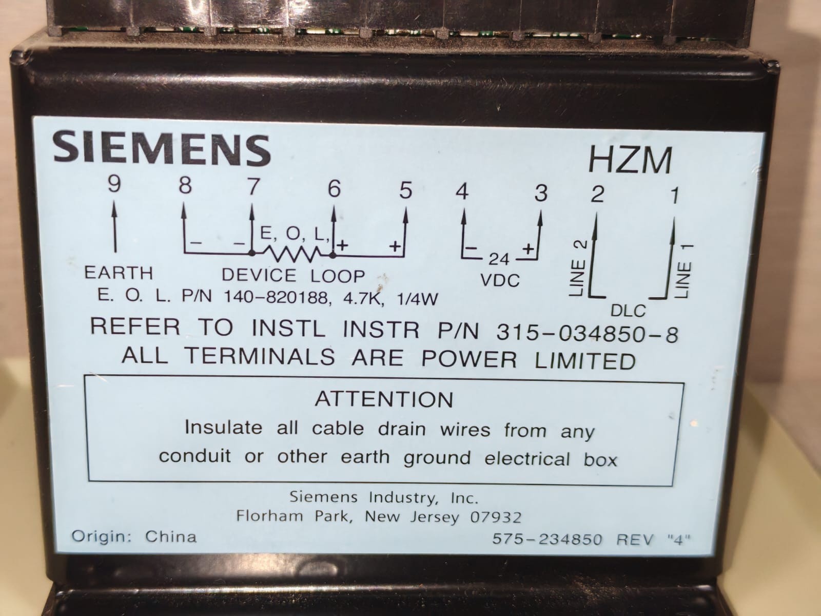 Siemens HZM 500-034850 SIEMENS HZM 500-034850 CONVENTIONAL ZONE MODULE 5