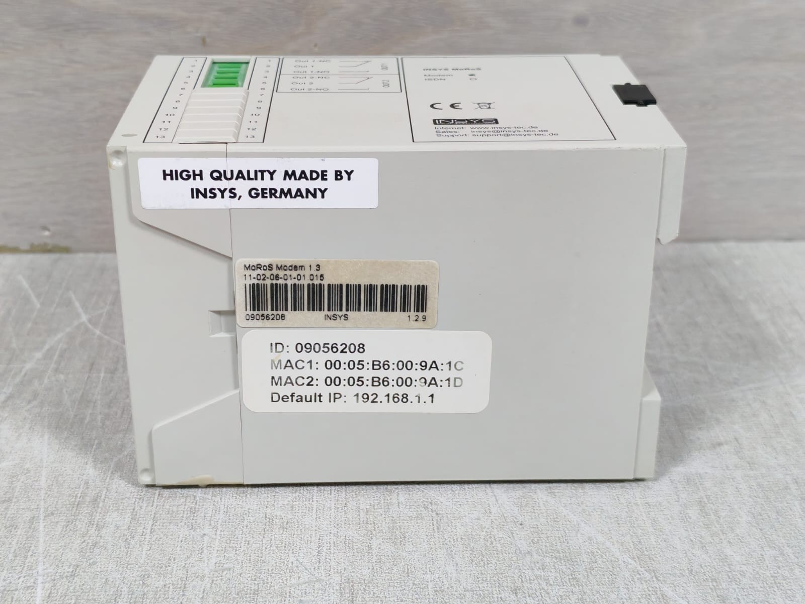 INSYS 11-02-06-01-01-015 INSYS MOROS 11-02-06-01-01-015 MODEM 1.3 6