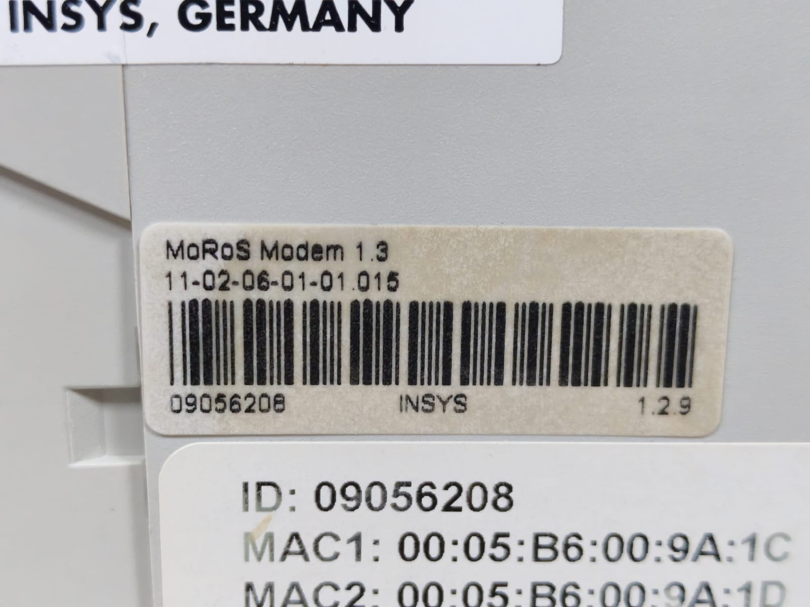 INSYS 11-02-06-01-01-015 INSYS MOROS 11-02-06-01-01-015 MODEM 1.3 8