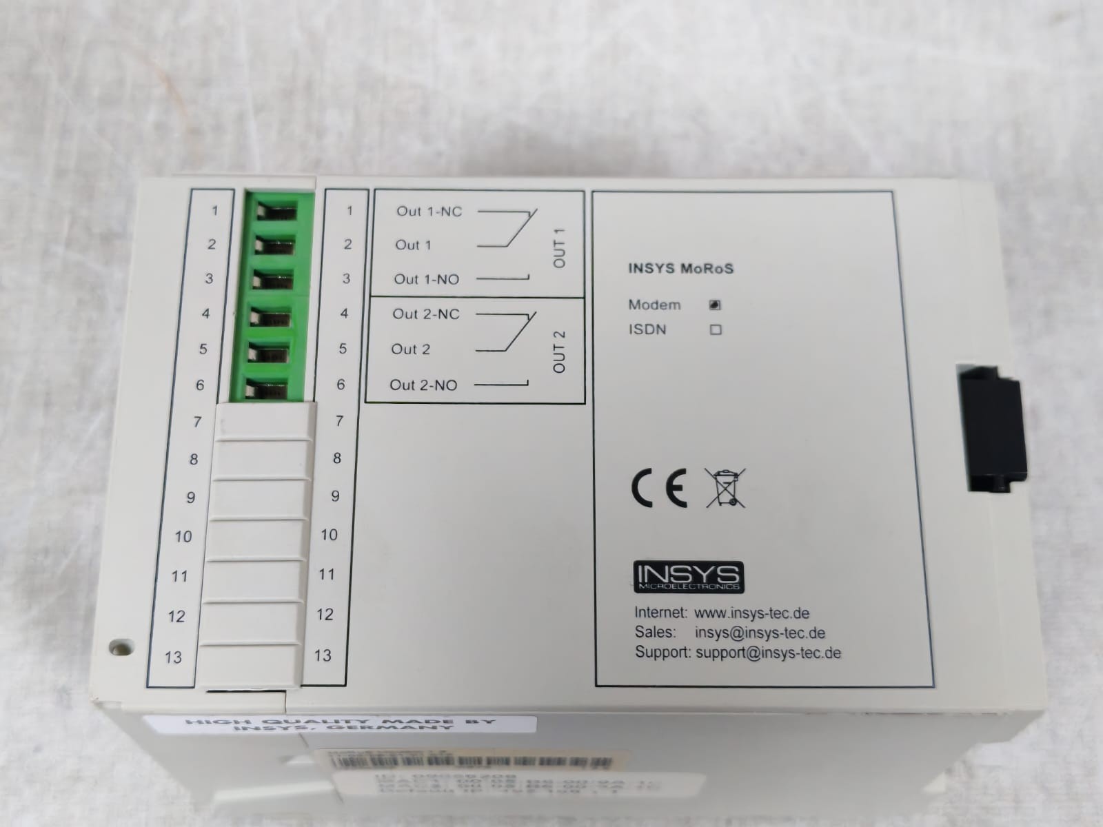 INSYS 11-02-06-01-01-015 INSYS MOROS 11-02-06-01-01-015 MODEM 1.3 9