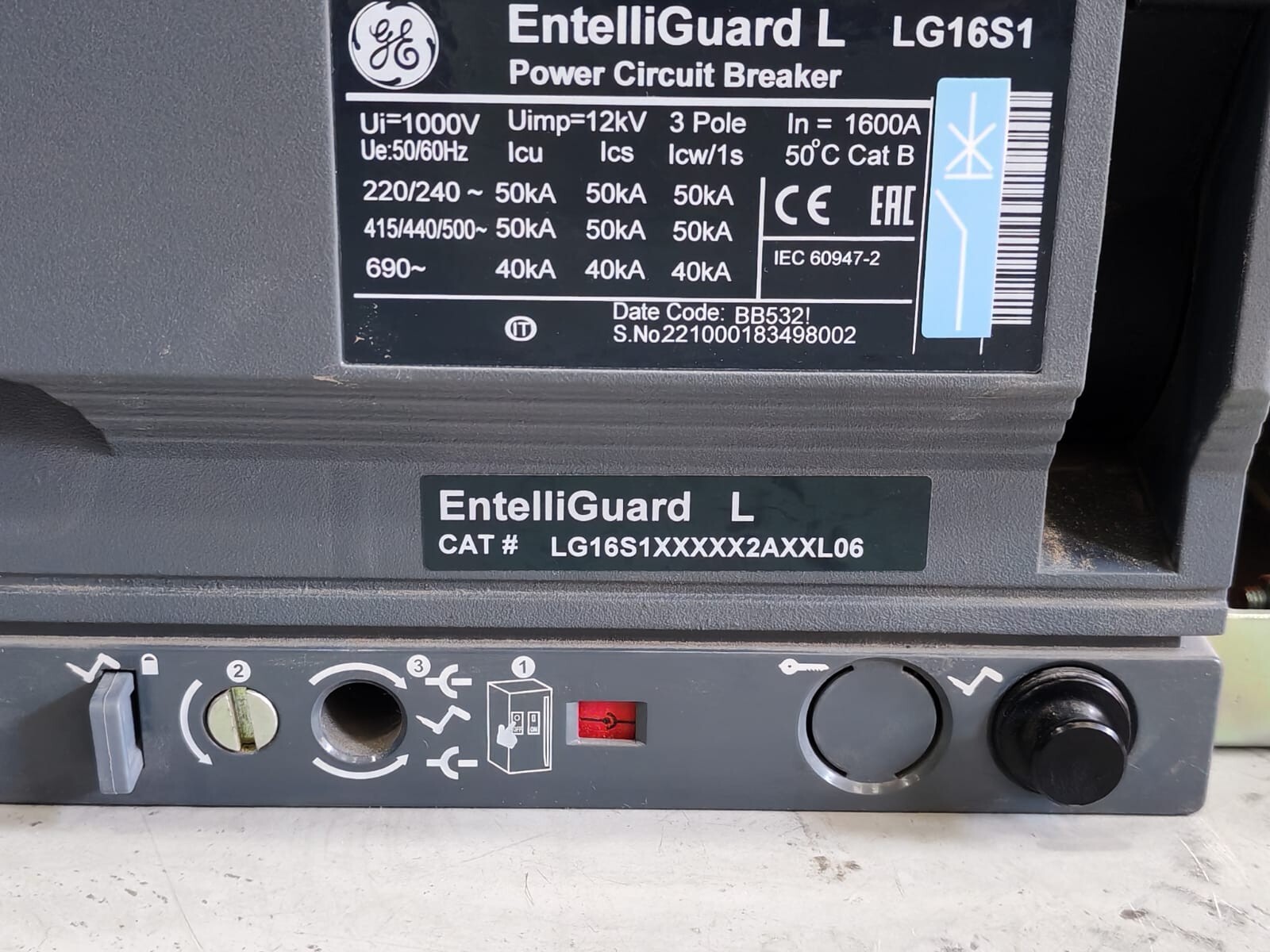 GE LTG00K9XXSFXXXX GE EntelliGuard L LG16S1 LTG00K9XXSFXXXX IN=1600A BB5321 Power Circuit Breaker 5