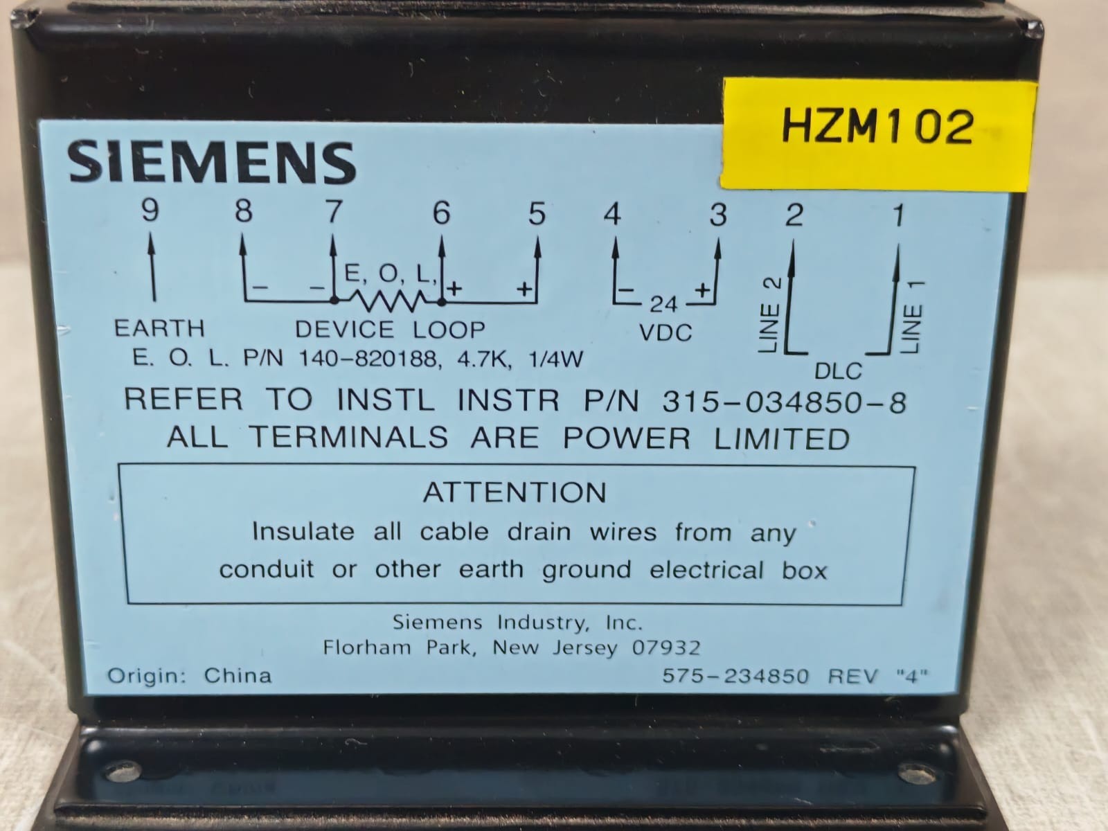 Siemens HZM 500-034850 SIEMENS HZM 500-034850 CONVENTIONAL ZONE MODULE 8