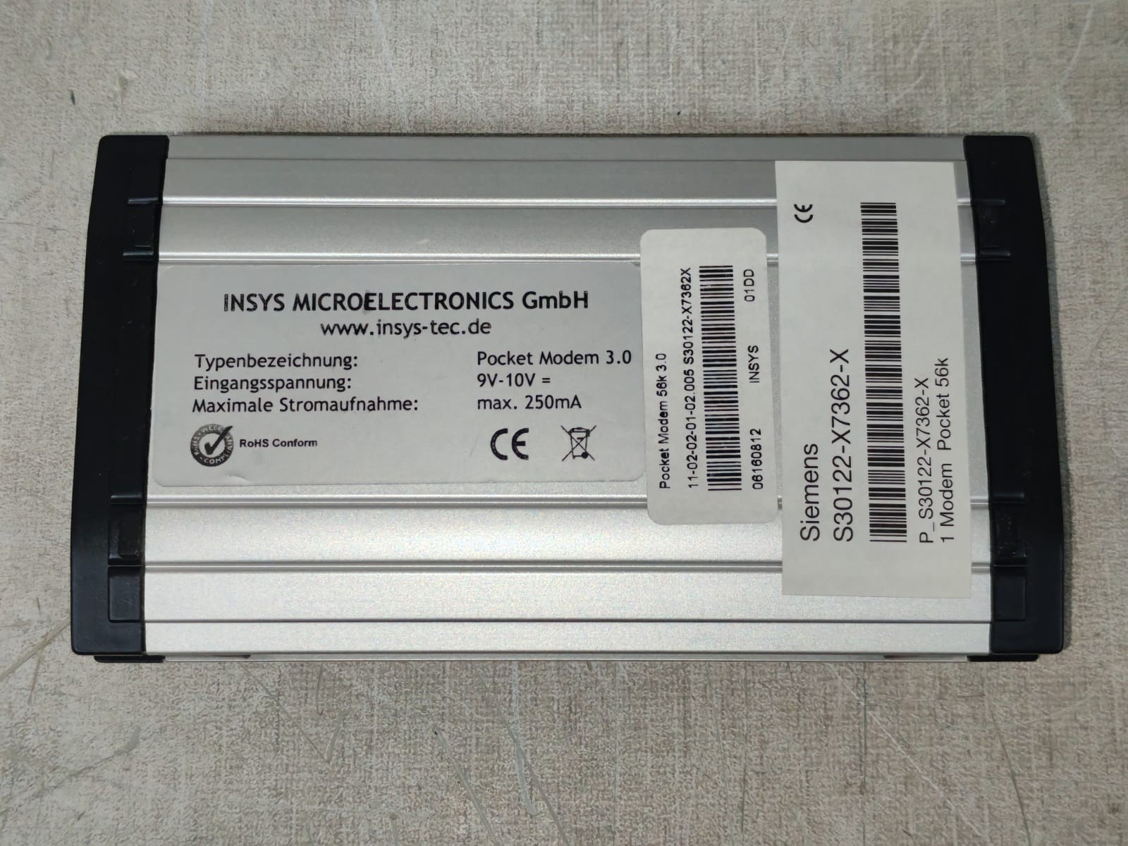 SIEMENS / INSYS MICROELECTRONICS POCKET MODEM 56K 3.0 S30122-X7362-X SIEMENS / INSYS MICROELECTRONICS POCKET MODEM 56K 3.0 S30122-X7362-X 9