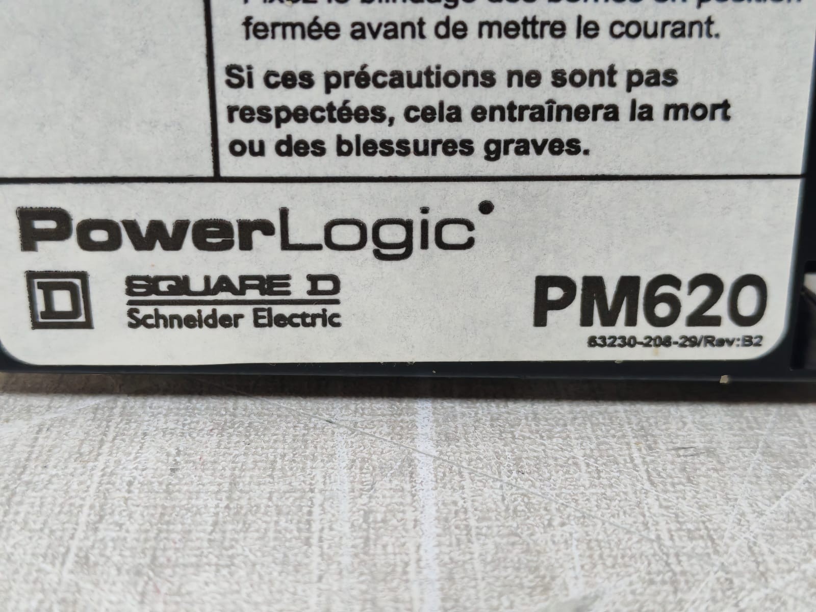 Square D 3020 PM-620 SQUARE D POWERLOGIC 3020 PM-620 POWER METER 90VAC-264VAC 5