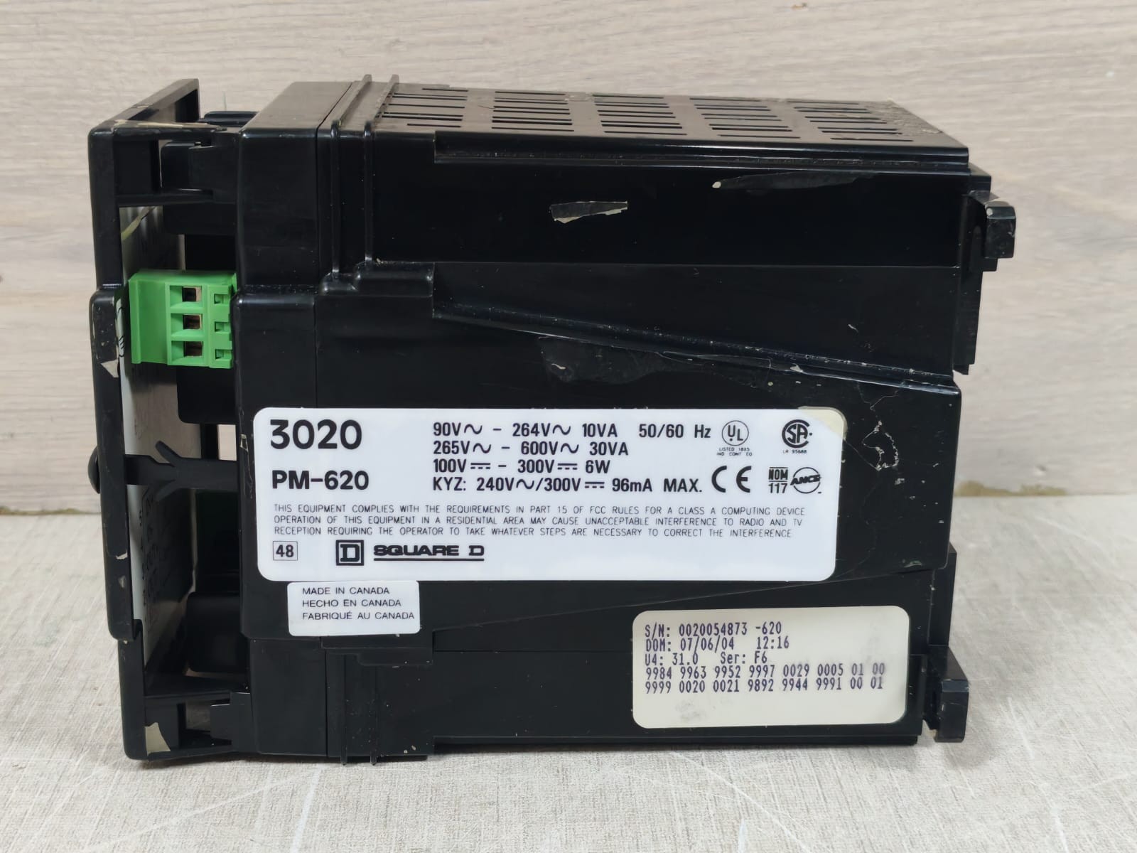 Square D 3020 PM-620 SQUARE D POWERLOGIC 3020 PM-620 POWER METER 90VAC-264VAC 6