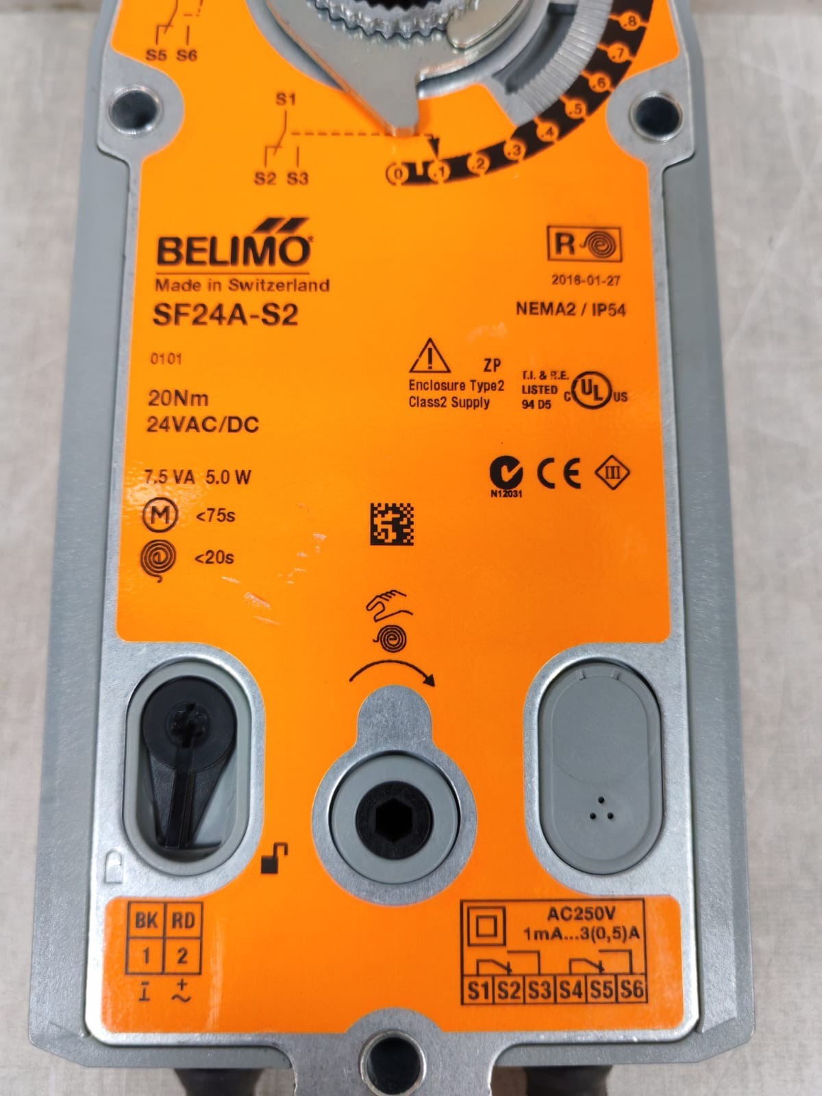 Belimo SF24A-S2 BELIMO SF24A-S2 ROTARY ACTUATOR 24VAC/DC 8