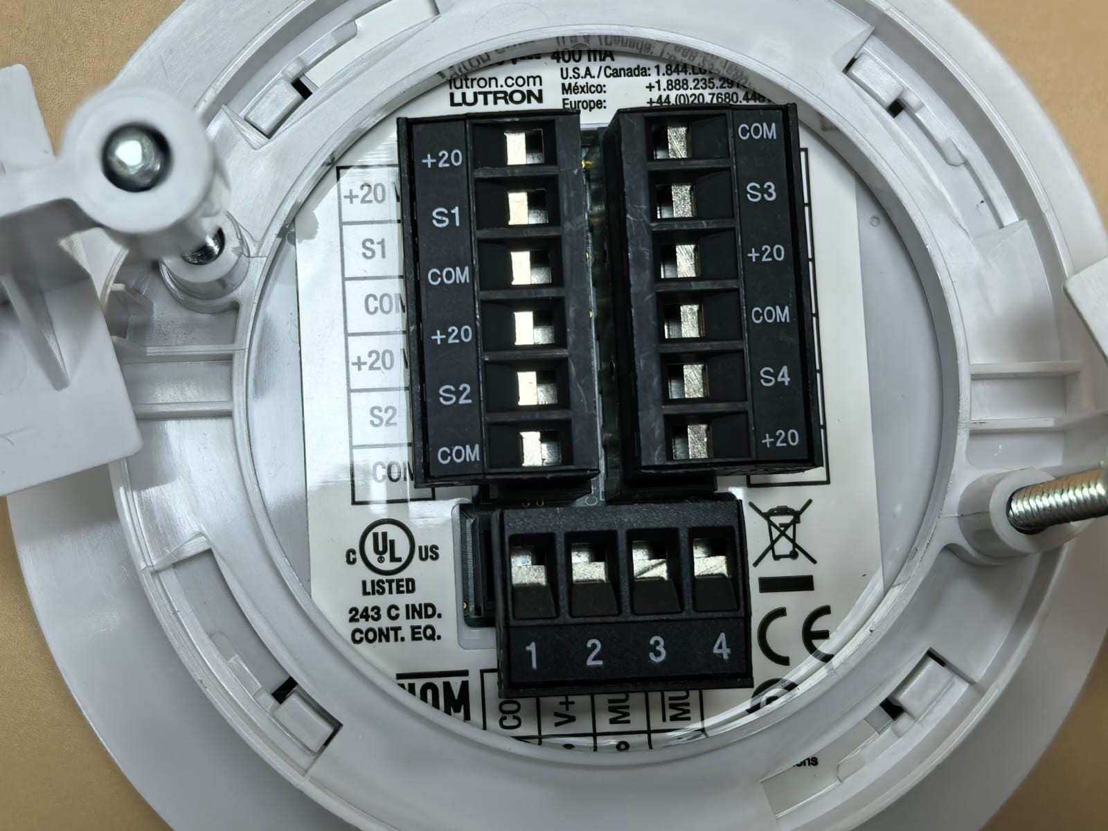 Lutron QSMX-4W-C LUTRON QSMX-4W-C QS SENSOR MODULE CEILING MOUNT 3