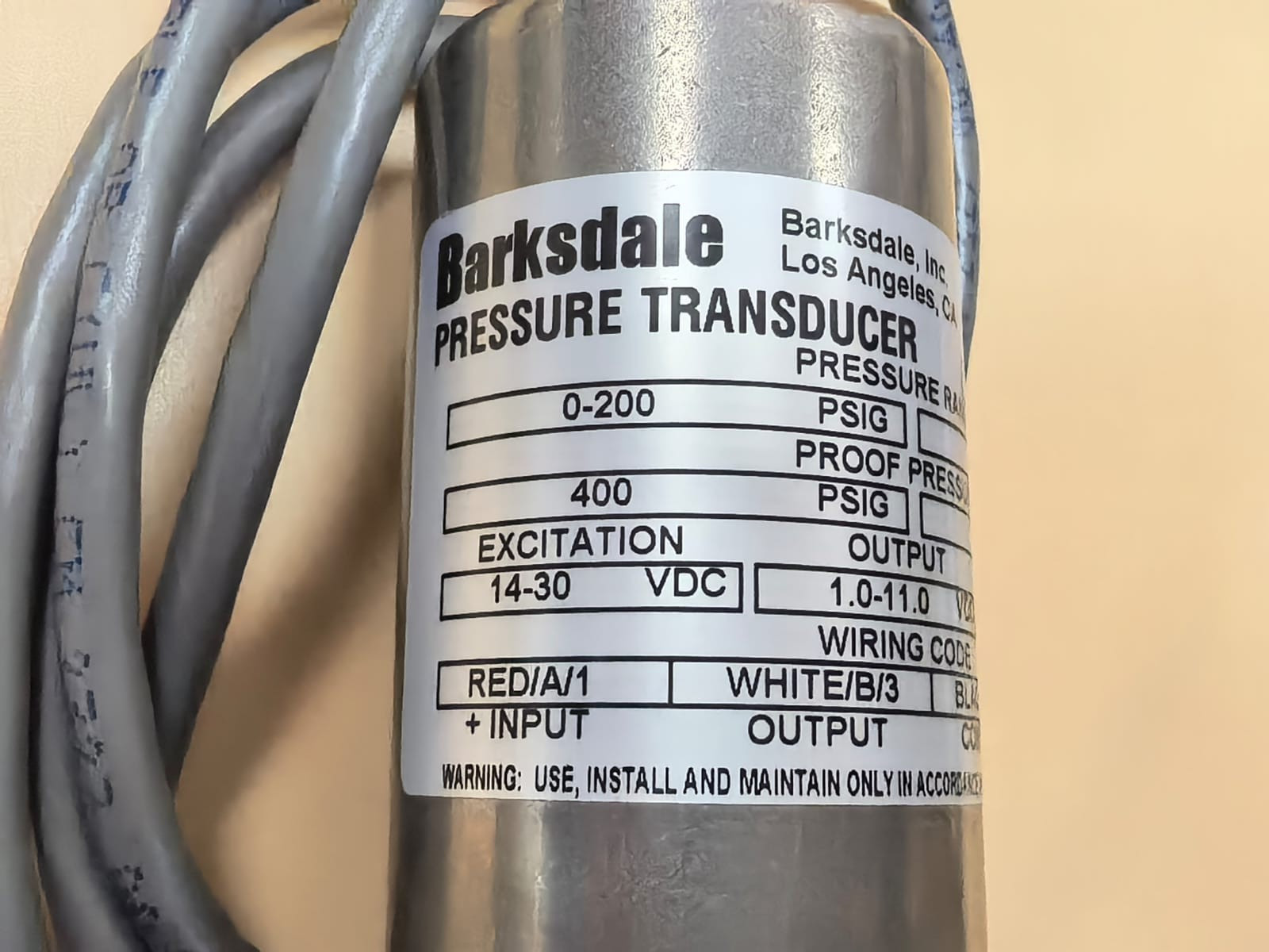 Barksdale 426H3-06 BARKSDALE 426H3-06 PRESSURE TRANSDUCER 0-200 PSIG 2
