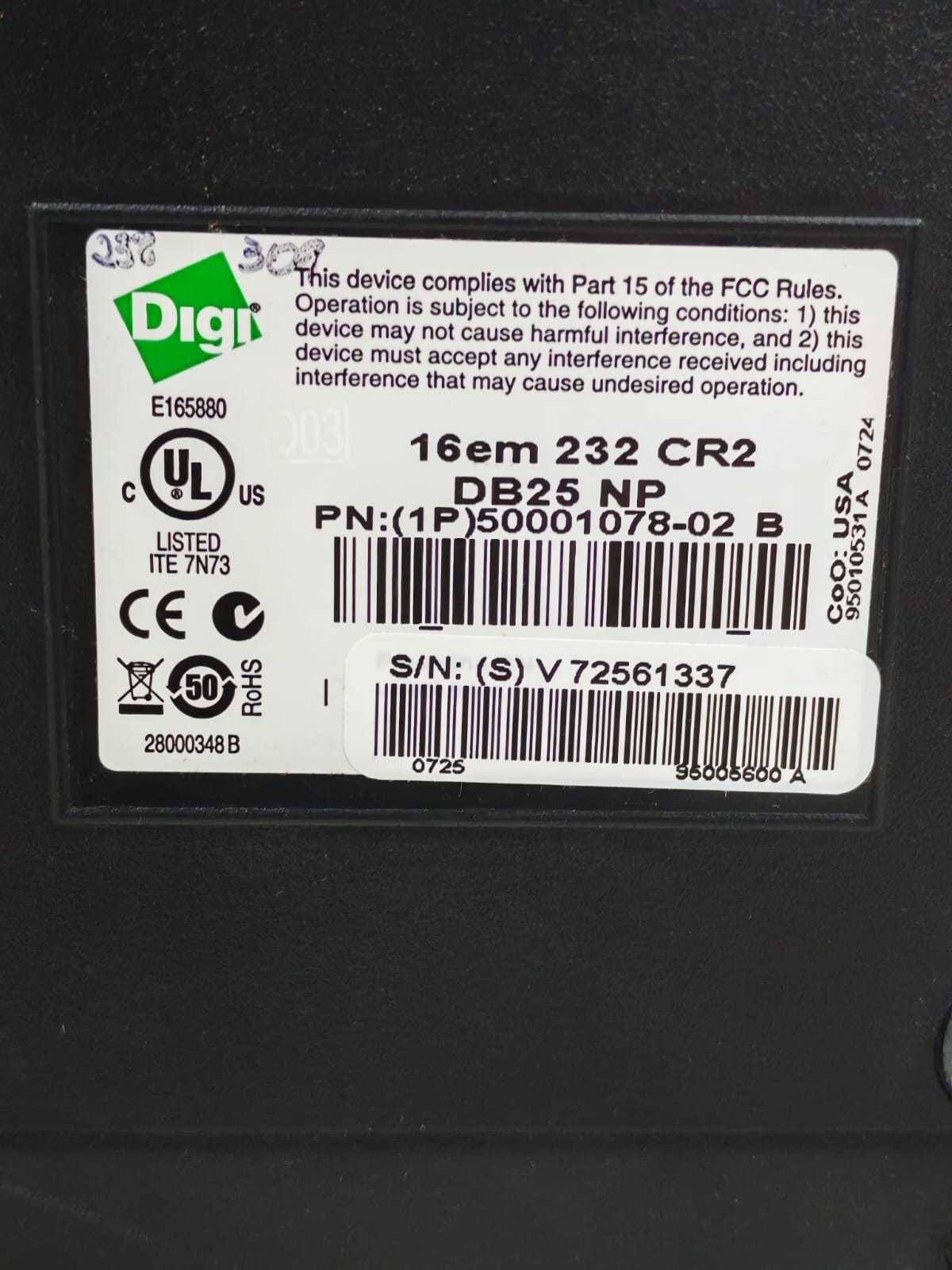 Digi (1P)50001078-02 B DIGI (1P)50001078-02 B DB25 NP PORTS/16 EM 9