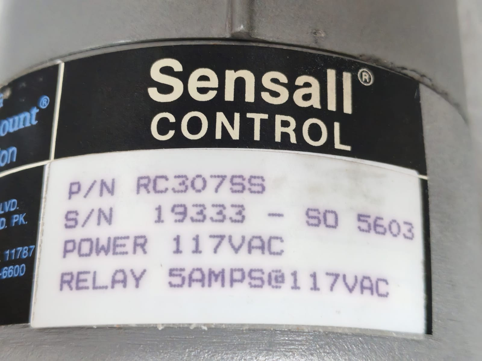 SENSALL CONTROL RC307SS SENSALL CONTROL RC307SS LIQUID LEVEL CONTROL RELAY 117 VAC 4