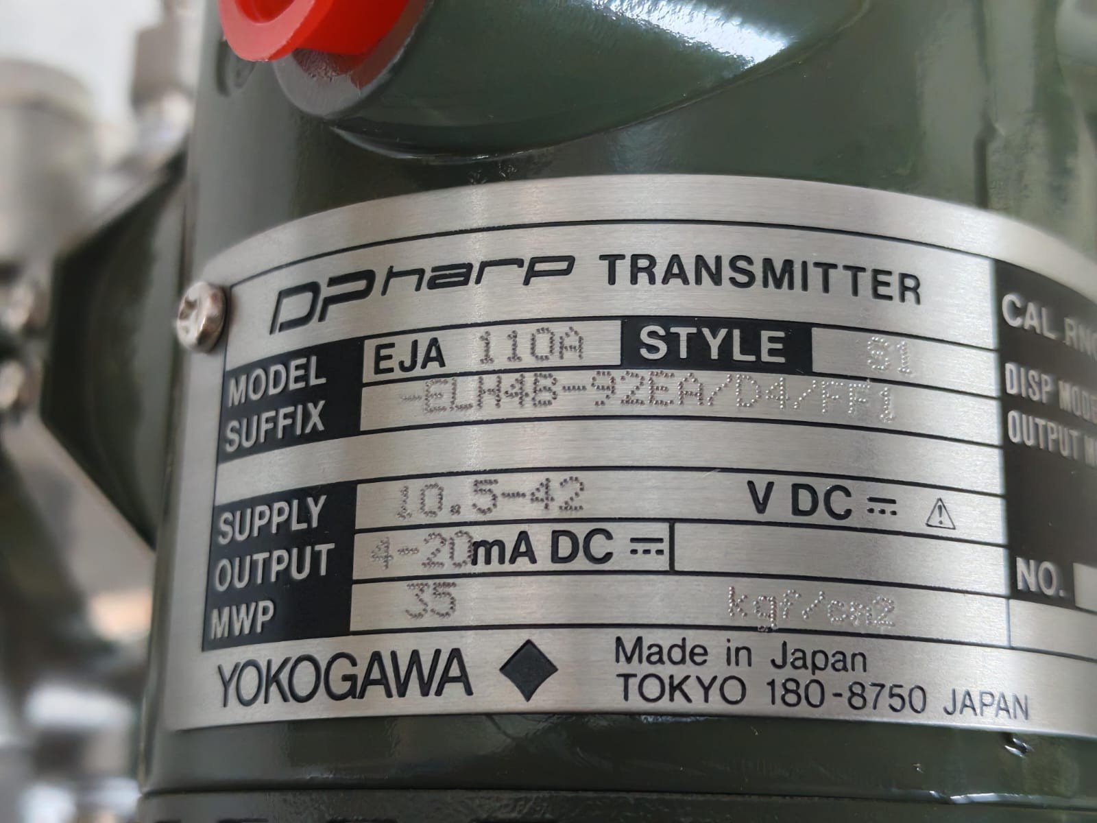 YOKOGAWA EJA 110A S1 / -ELH4B-92EA/D4/FF1 YOKOGAWA EJA 110A S1 / -ELH4B-92EA/D4/FF1 DPharp TRANSMITTER 6