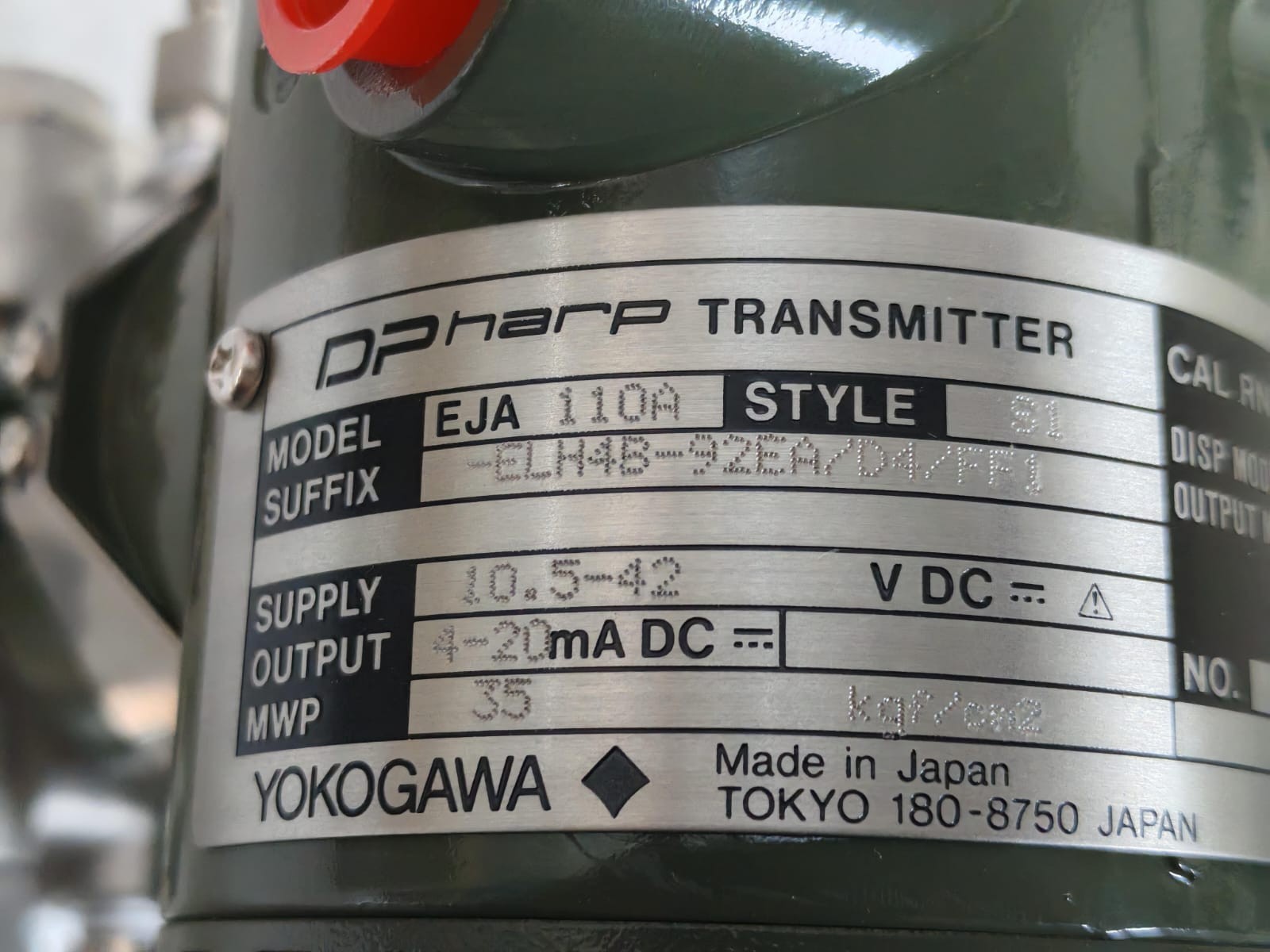 YOKOGAWA EJA 110A S1 / -ELH4B-92EA/D4/FF1 YOKOGAWA EJA 110A S1 / -ELH4B-92EA/D4/FF1 DPharp TRANSMITTER 9