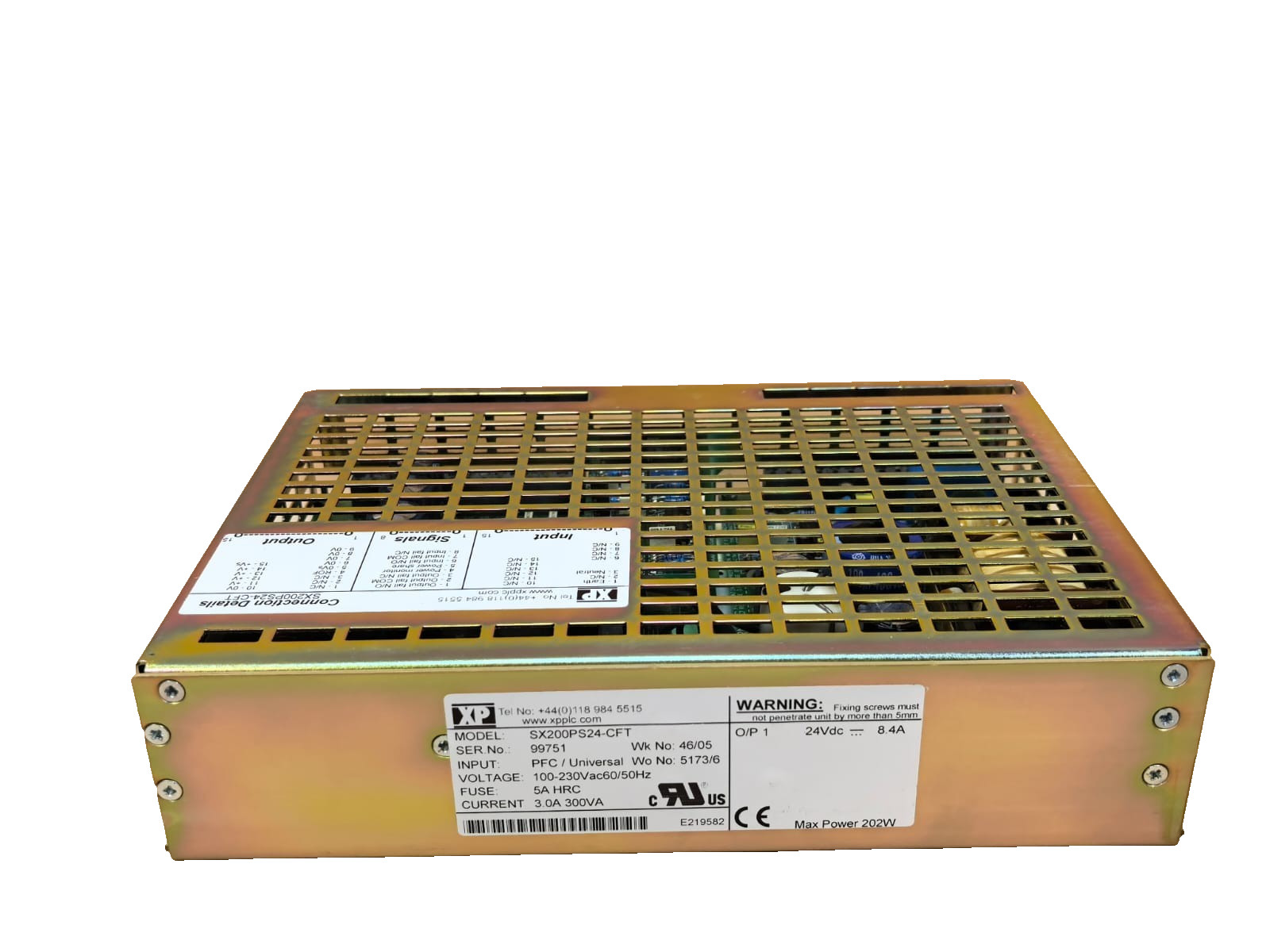XP Power SX200PS24-CFT XP SX200PS24-CFT POWER SUPPLY 100-230VAC 60/50HZ 3