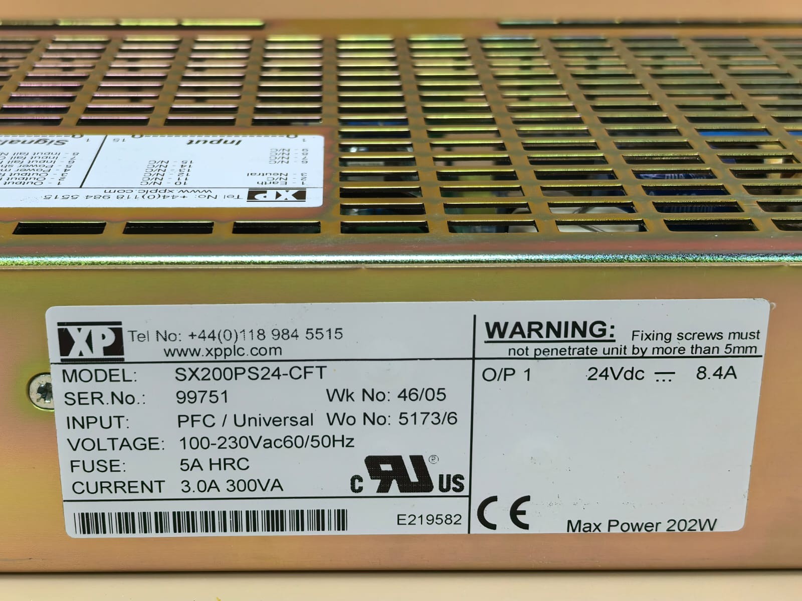 XP Power SX200PS24-CFT XP SX200PS24-CFT POWER SUPPLY 100-230VAC 60/50HZ 4