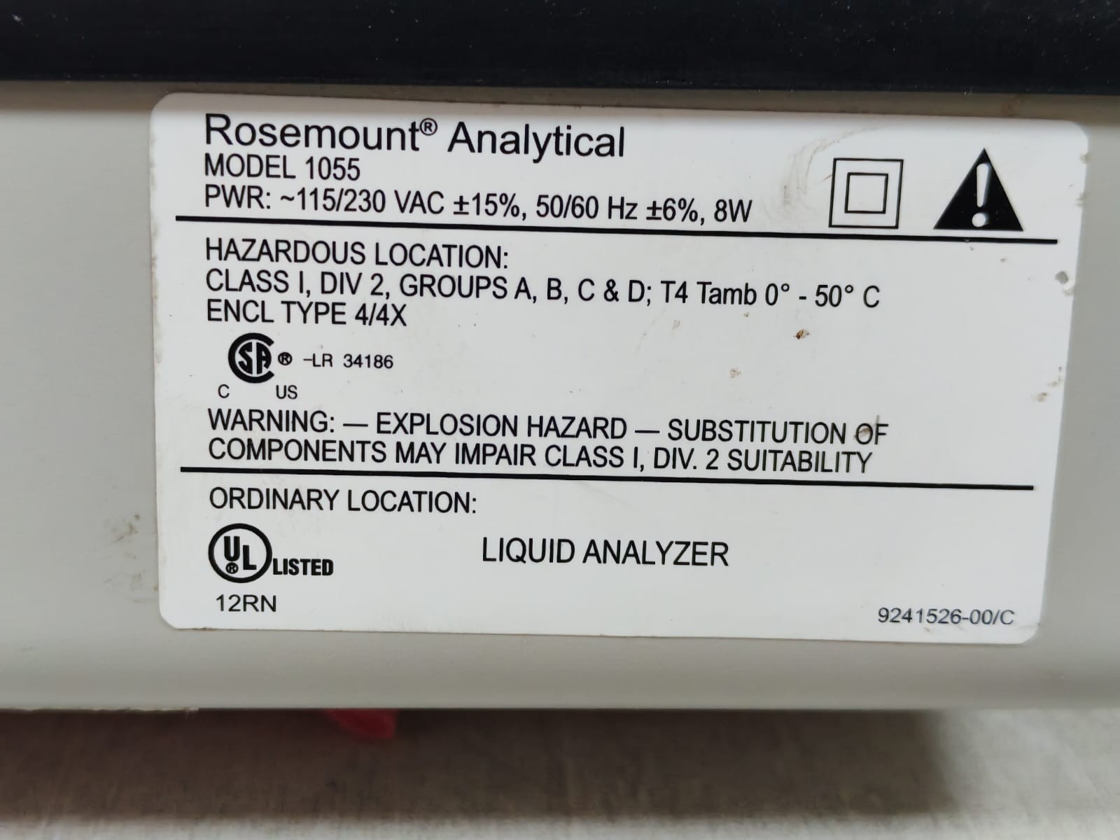 Rosemount II-115 ROSEMOUNT ANALYTICAL 1055-01-11-24-68 S/W VER# 3.30 SOLU COMP II 115/230VAC 9